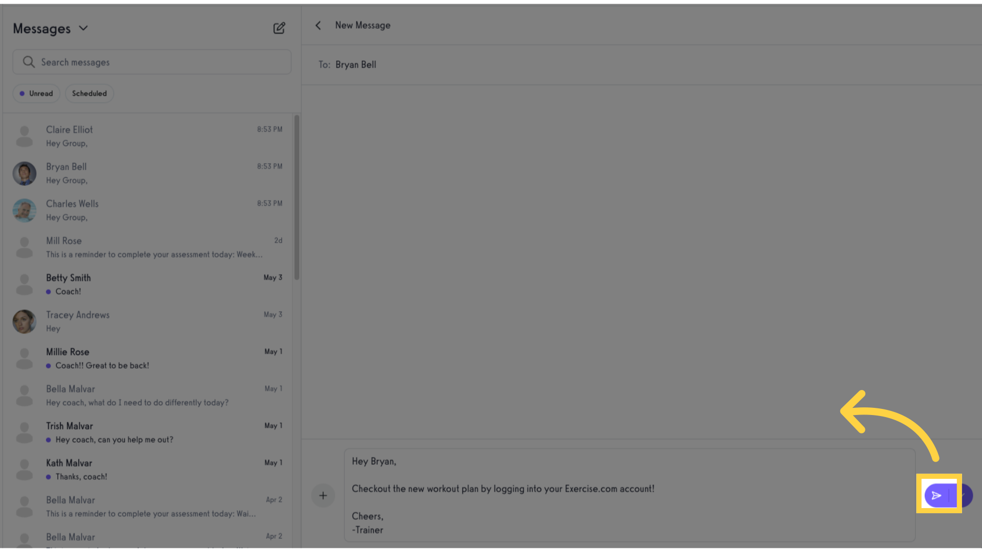 Click to send message.