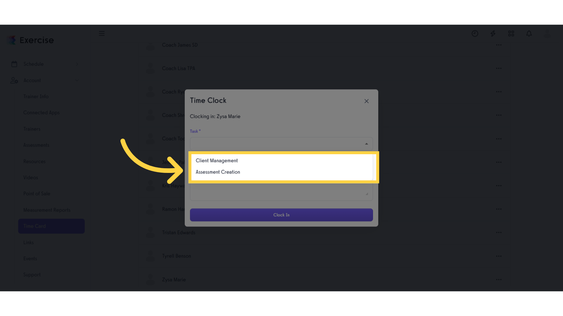 Able to view specific task for the trainer.