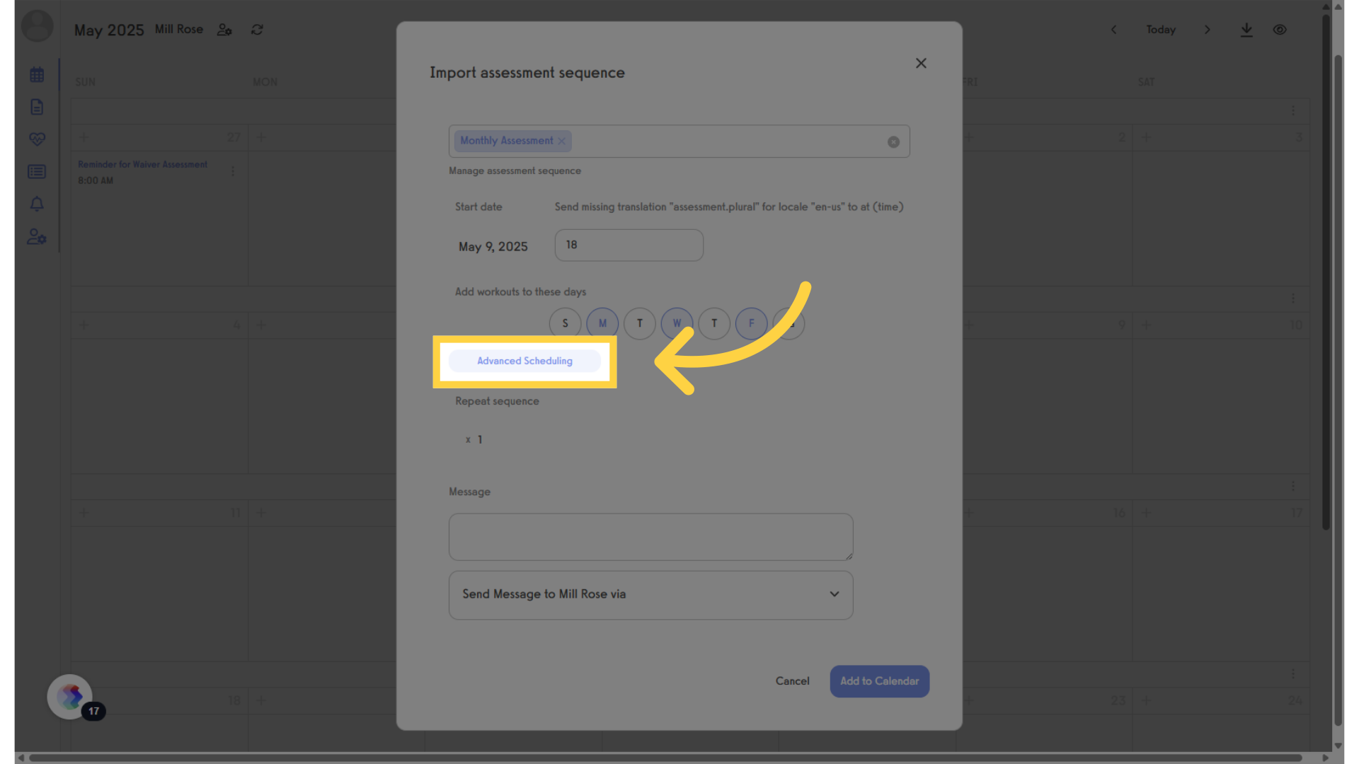 Click 'Advanced Scheduling.' (Optional)