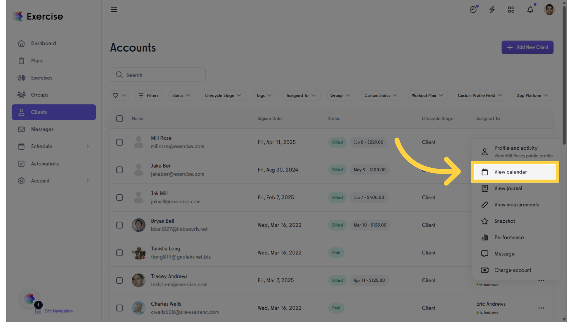 Click 'View calendar.'