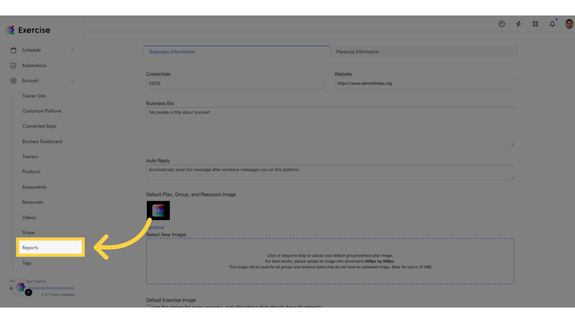 Click 'Reports'