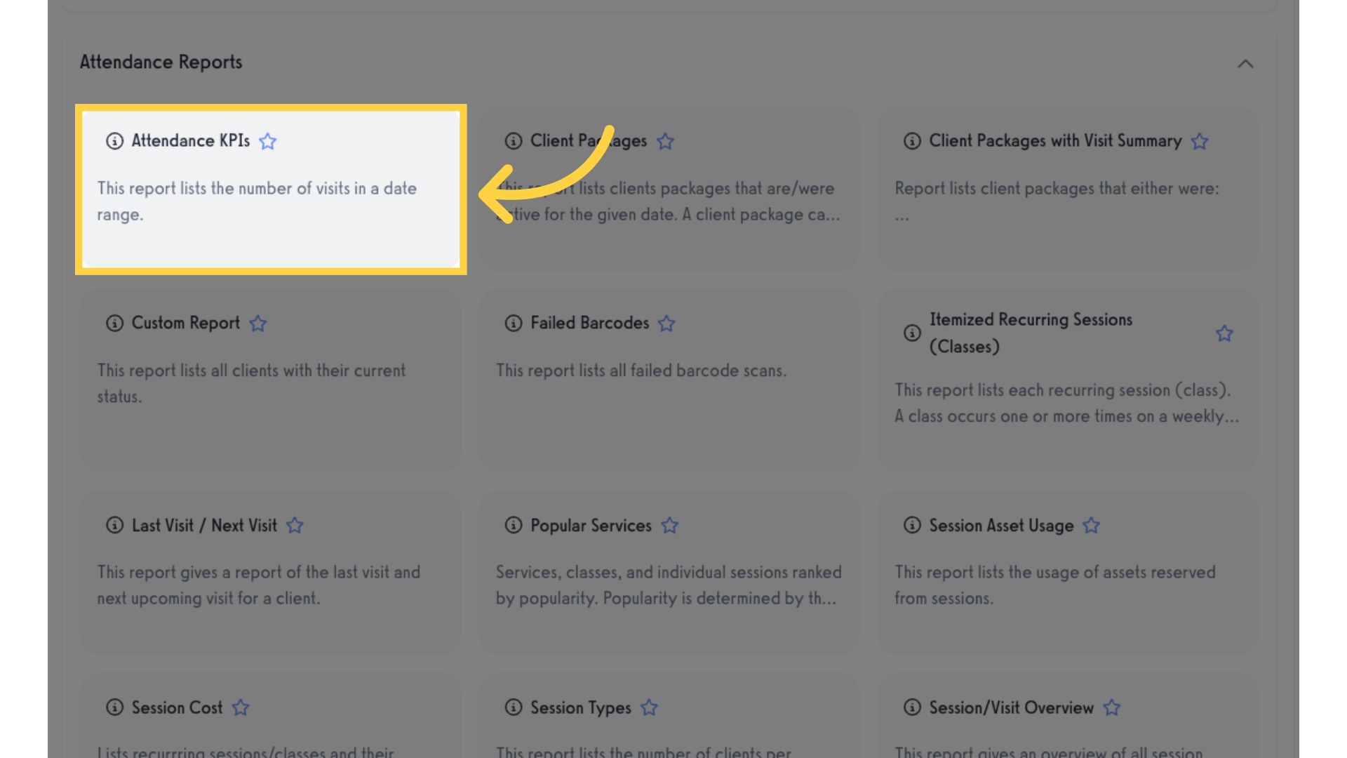 Click 'Attendance KPIs'