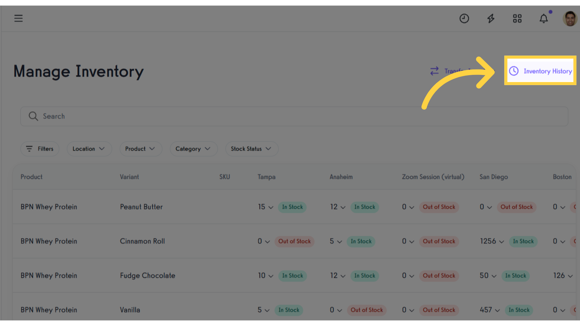 Inventory History