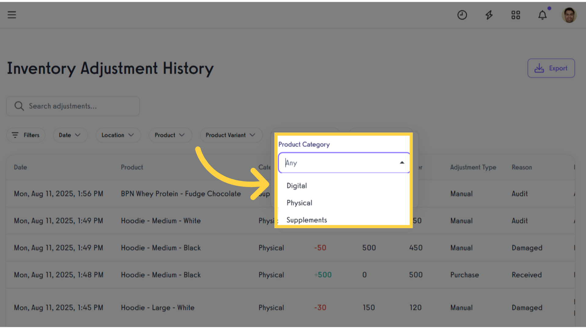 Filter by Product Category
