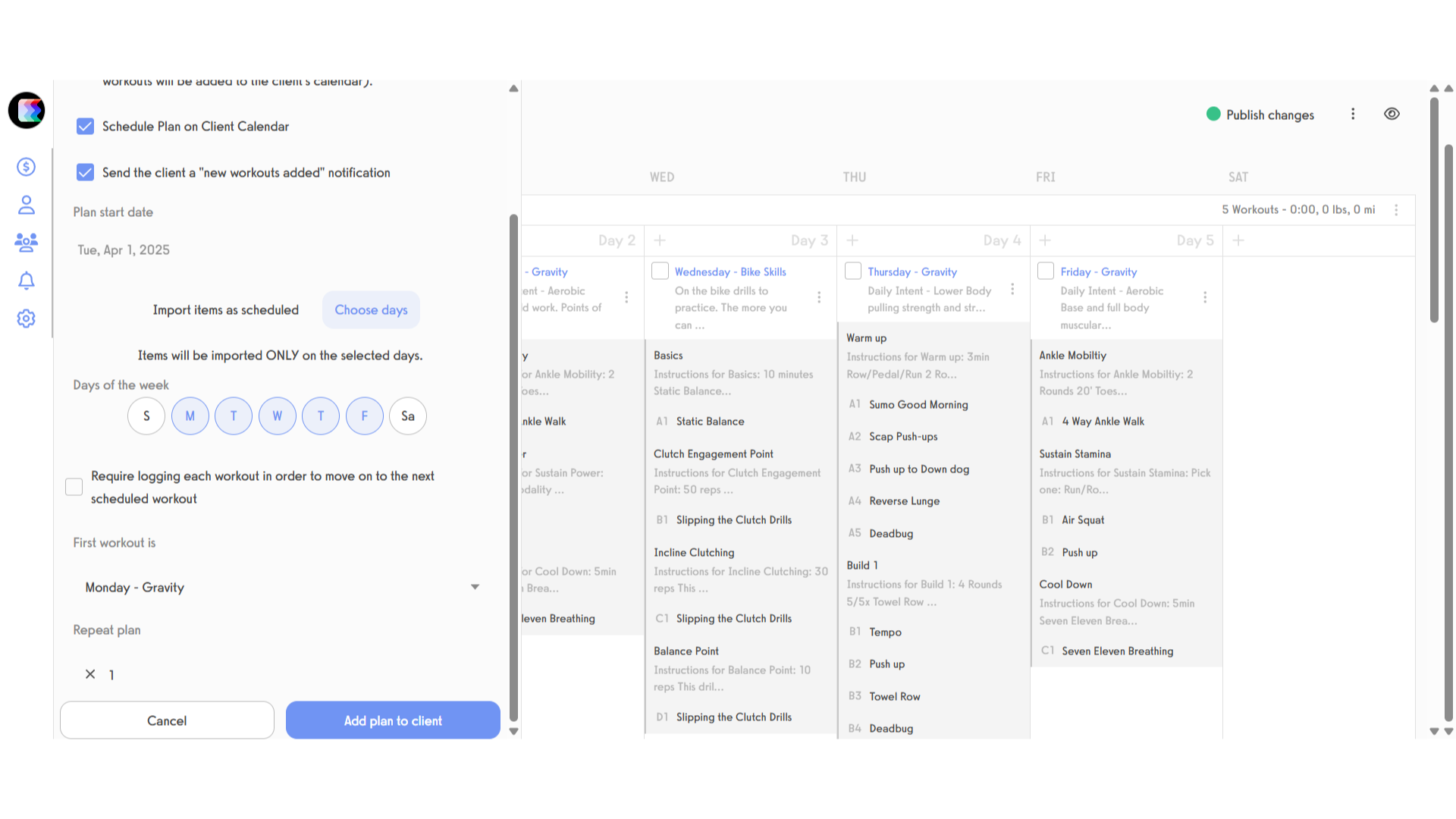 Click Add Plan to Client.