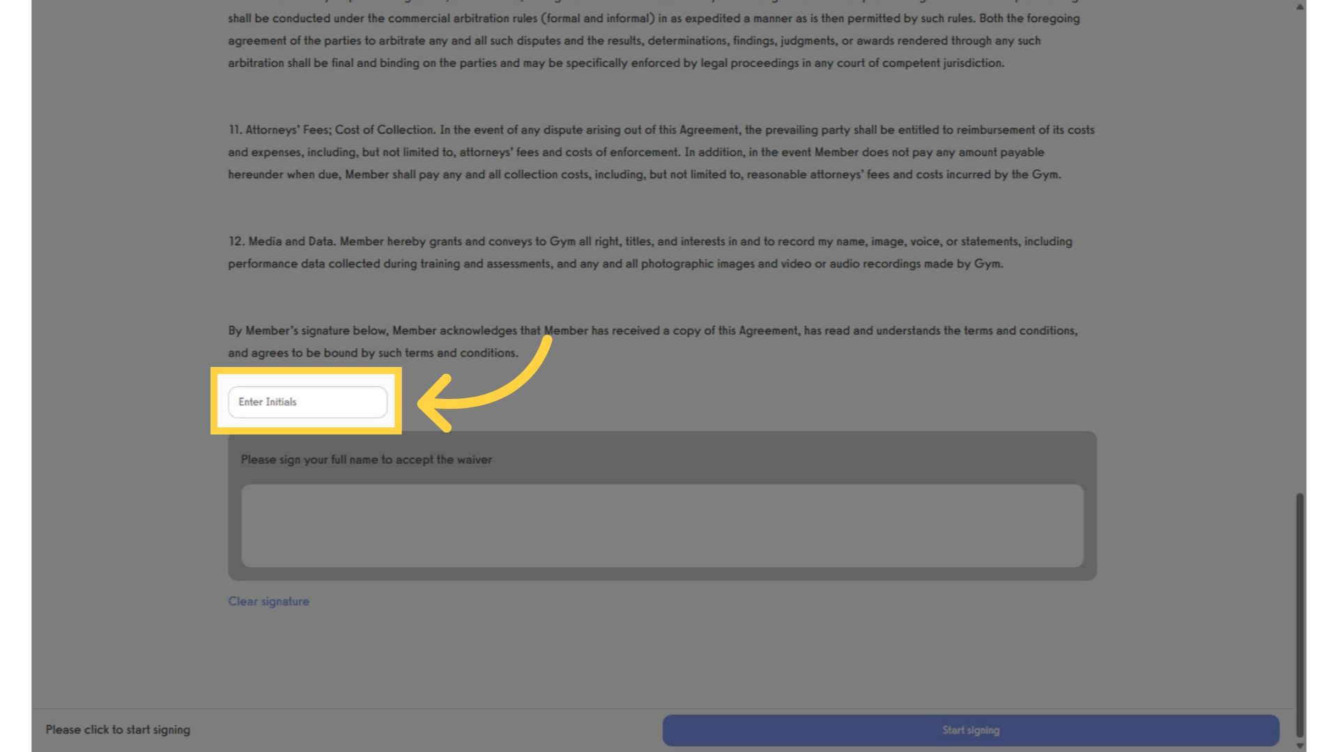 Client Required Waiver.