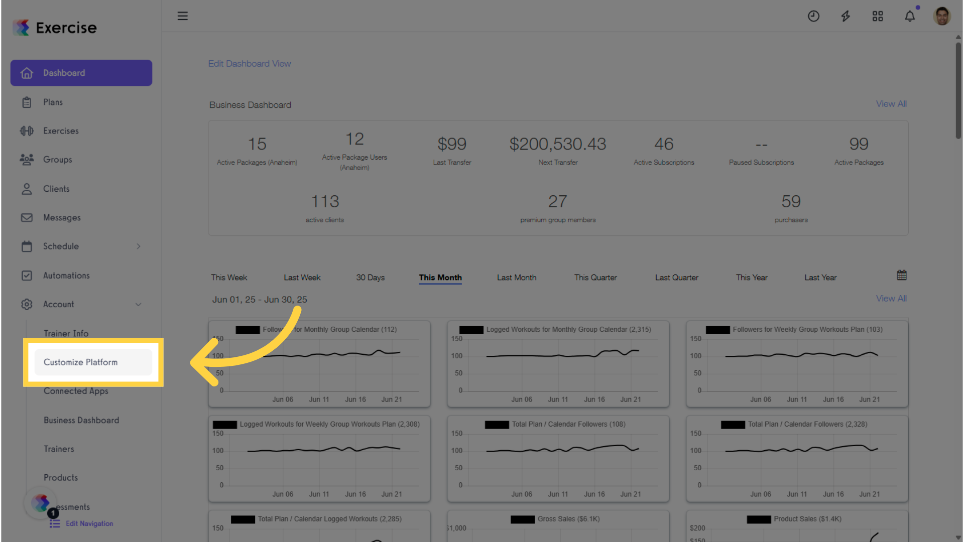 Click 'Customize Platform.'