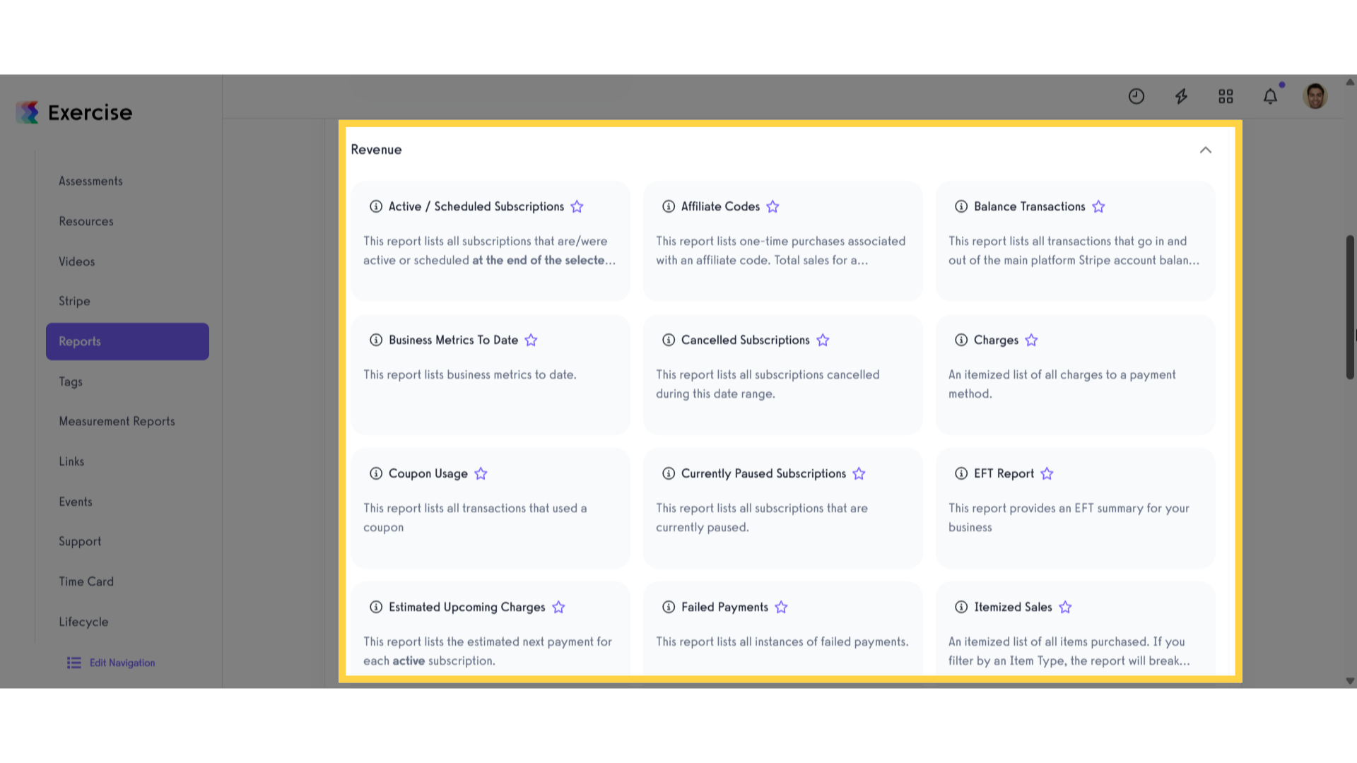 View Revenue Report Section