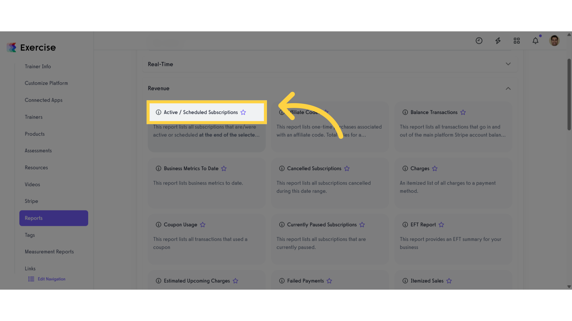 Click 'Active / Scheduled Subscriptions'