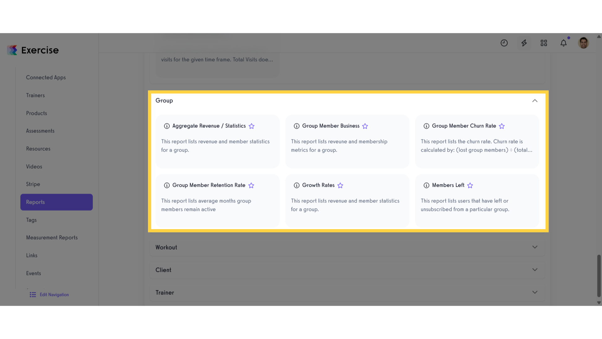 View Group Report Section