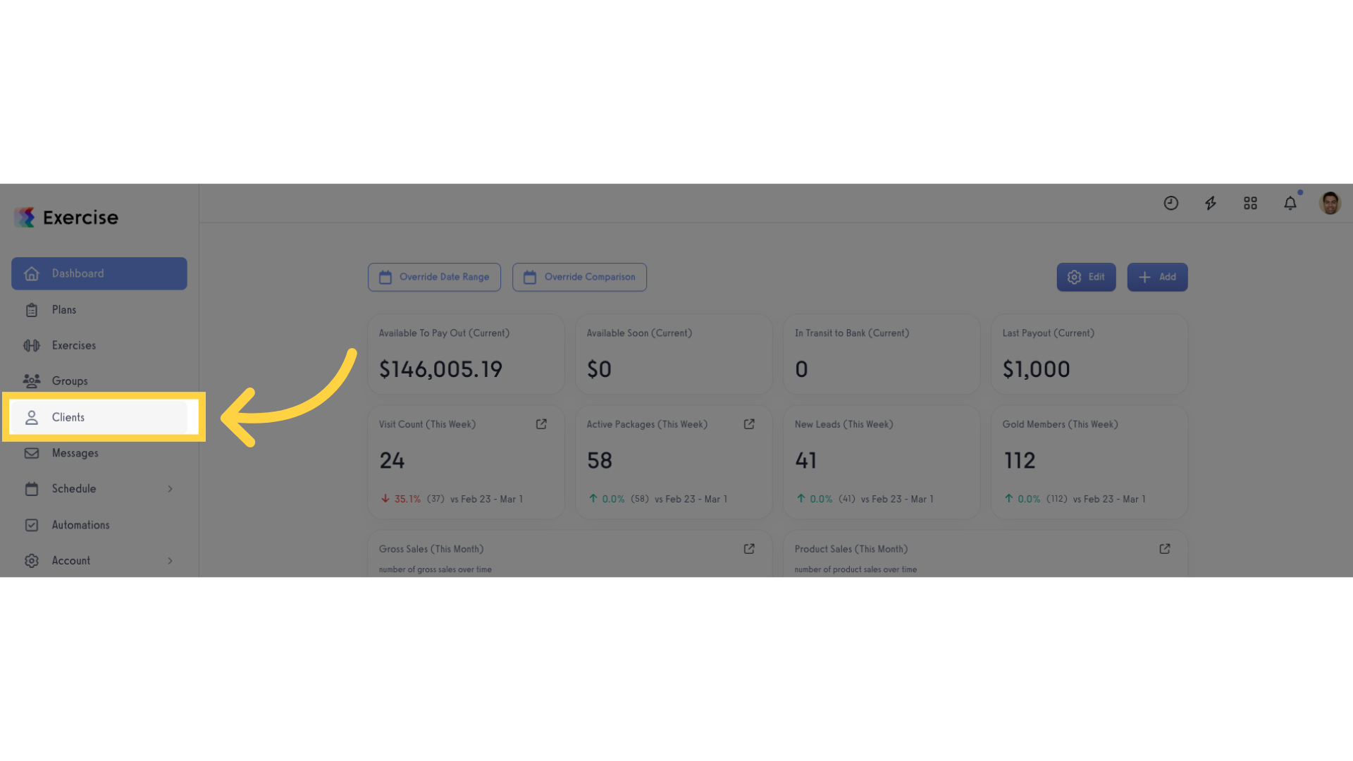 Click âClientsâ tab in the left sidebar.