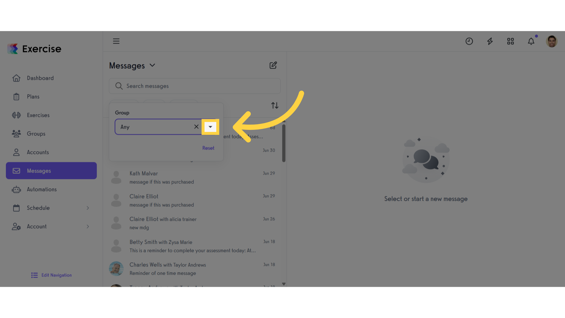 Click the drop down menu