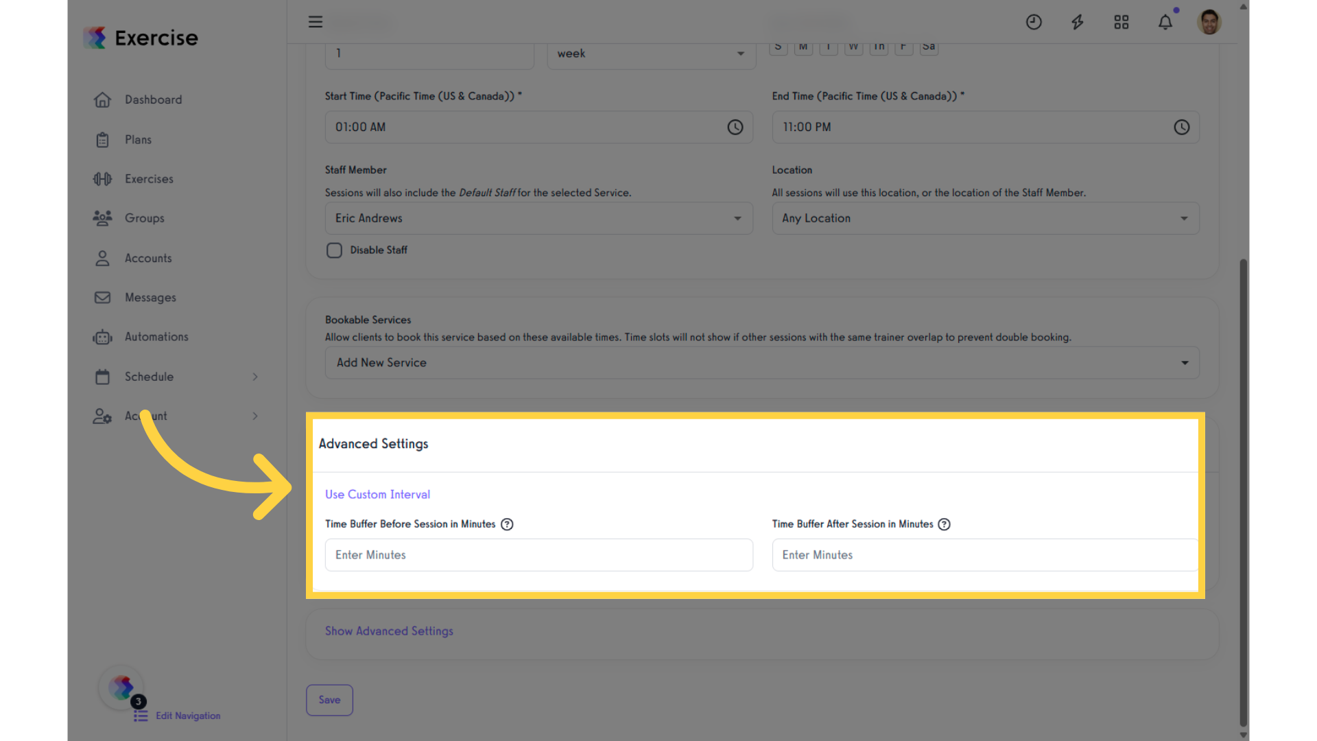 Set custom intervals.