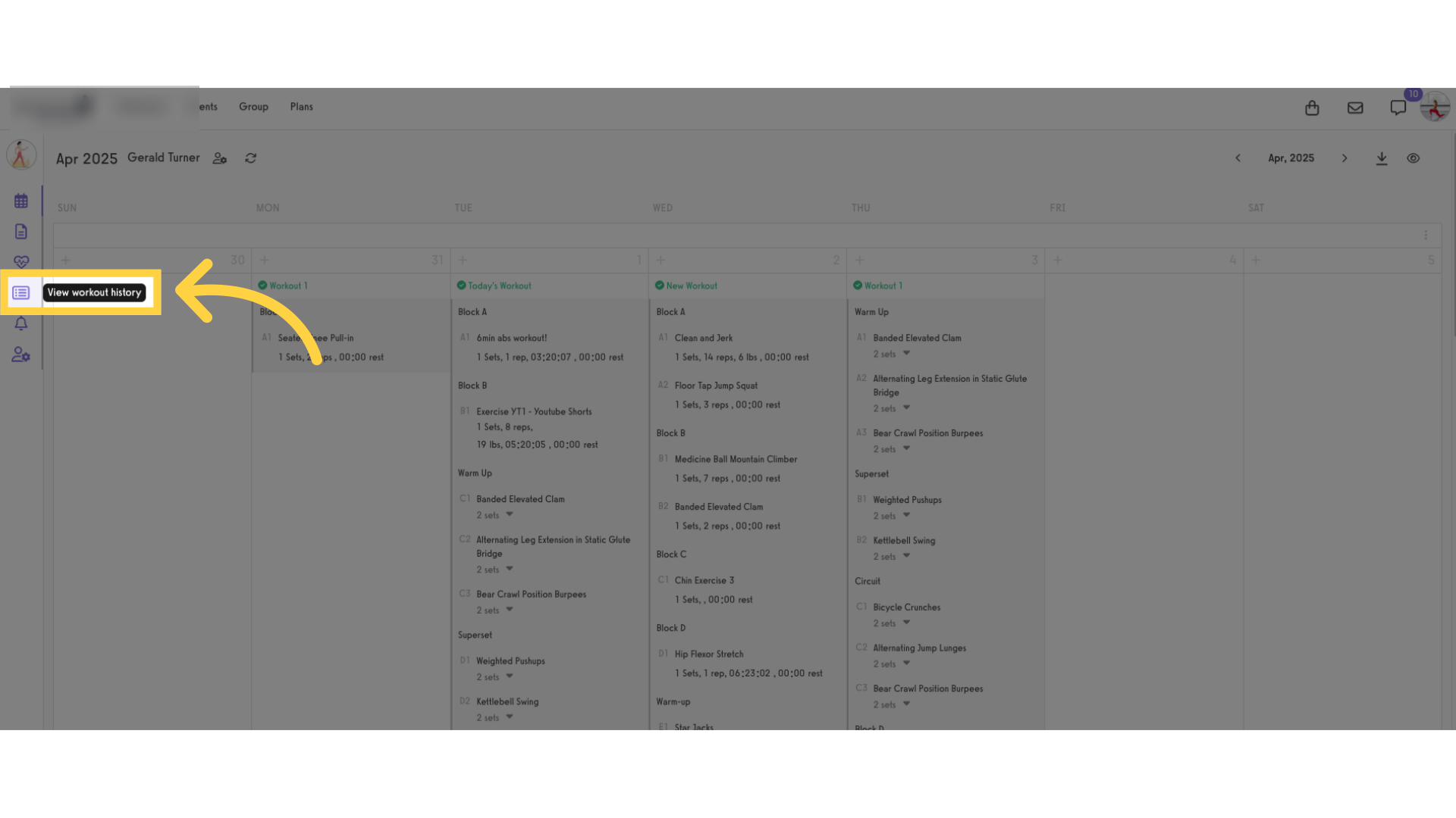 View Workout History