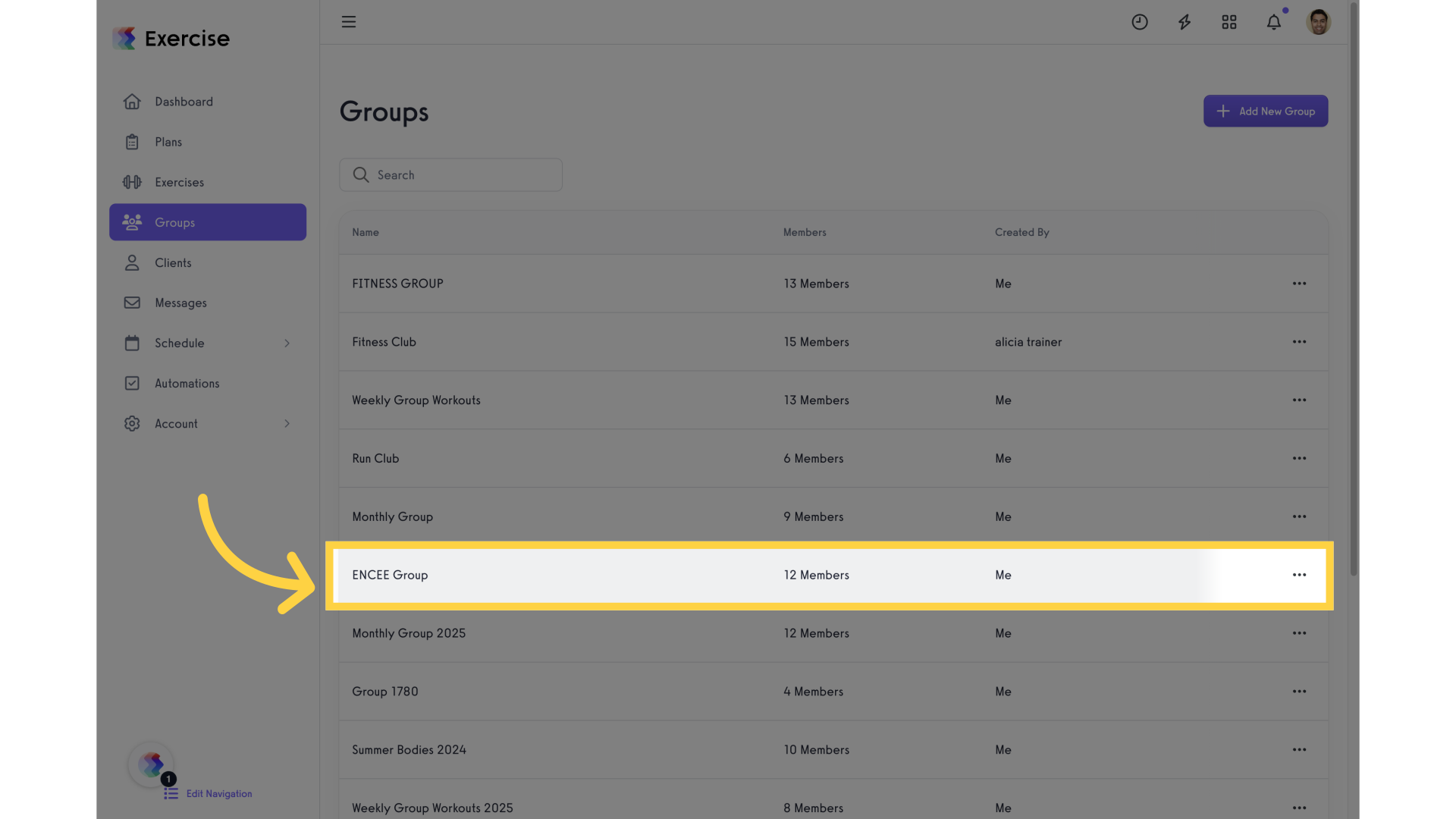 Click 'Group Name'.