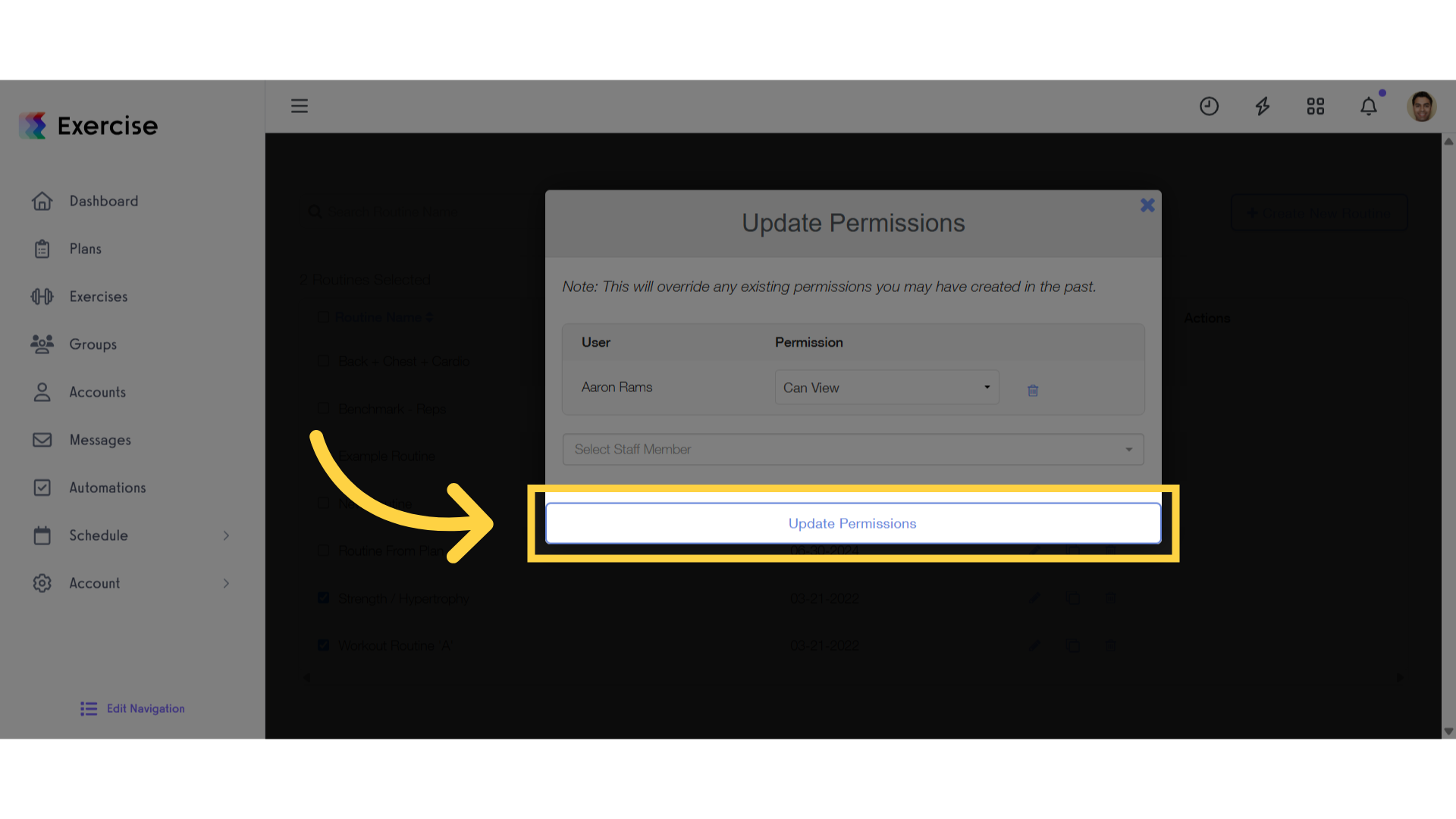 Click 'Update Permissions'