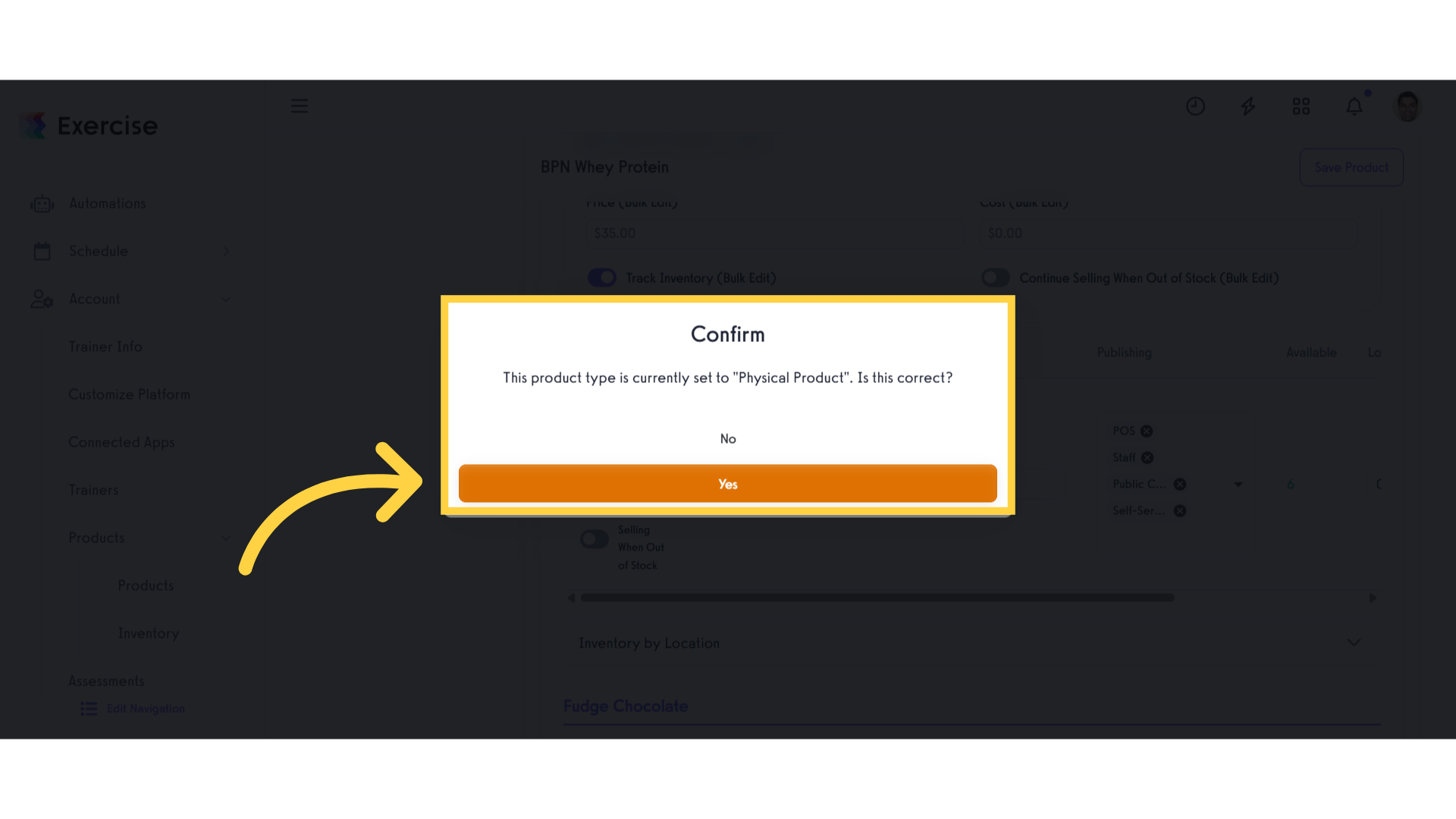 Confirmation of Product Type