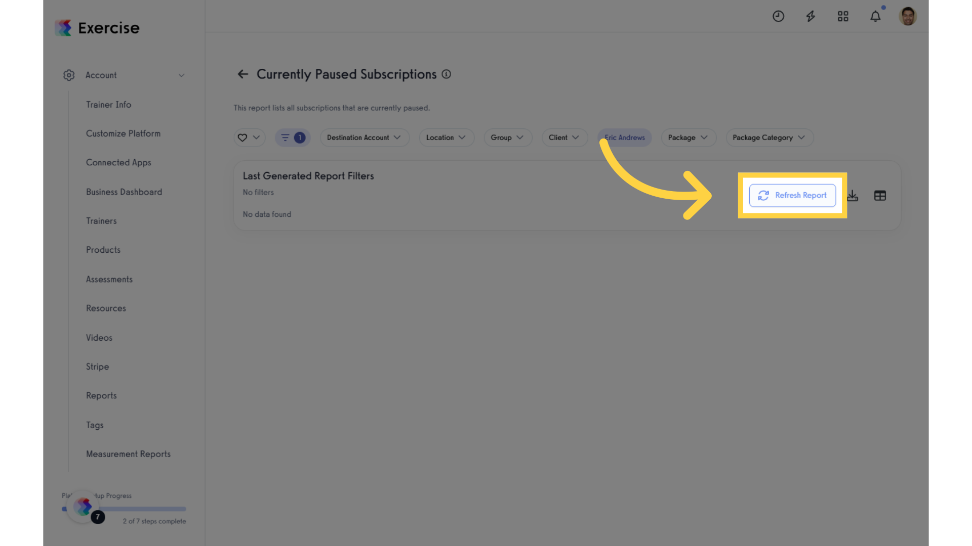 Click 'Refresh Report'