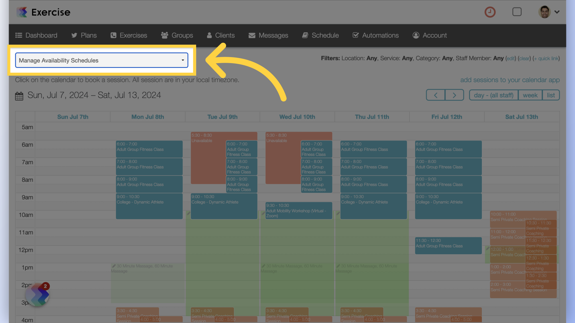 Manage Availability Schedule