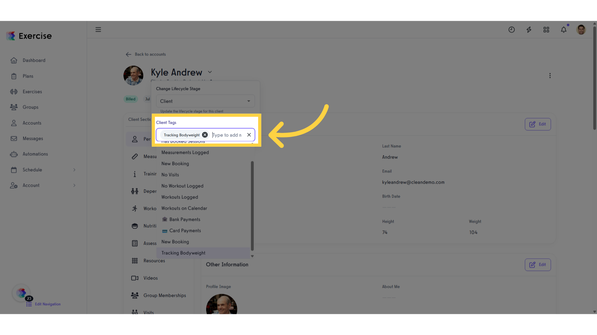 Click 'Client Tags'