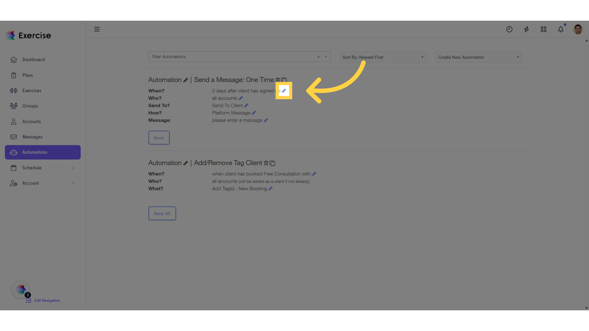 Edit the automation