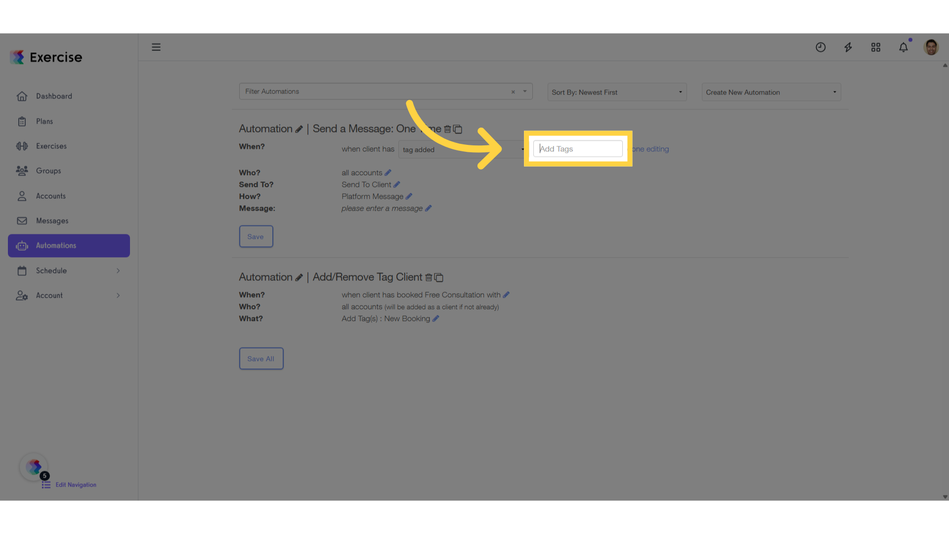 Click 'Add Tags'