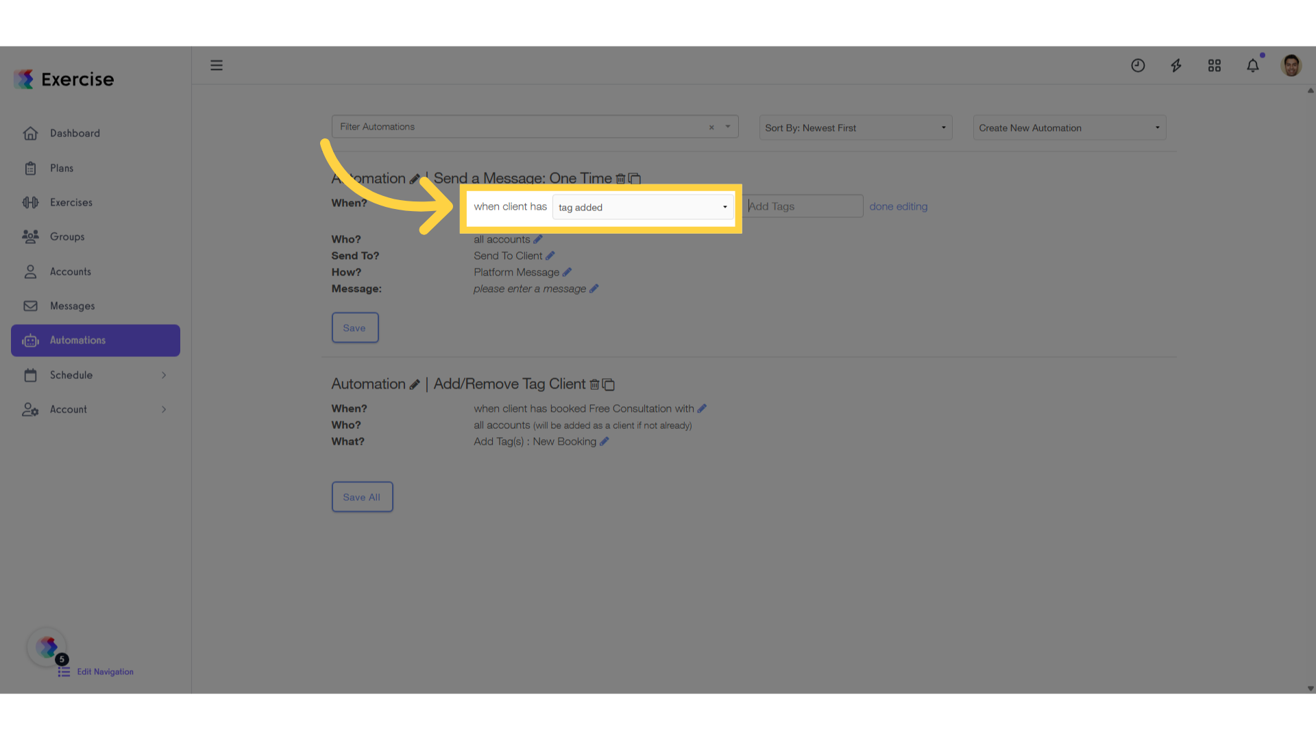 Click 'tag added'