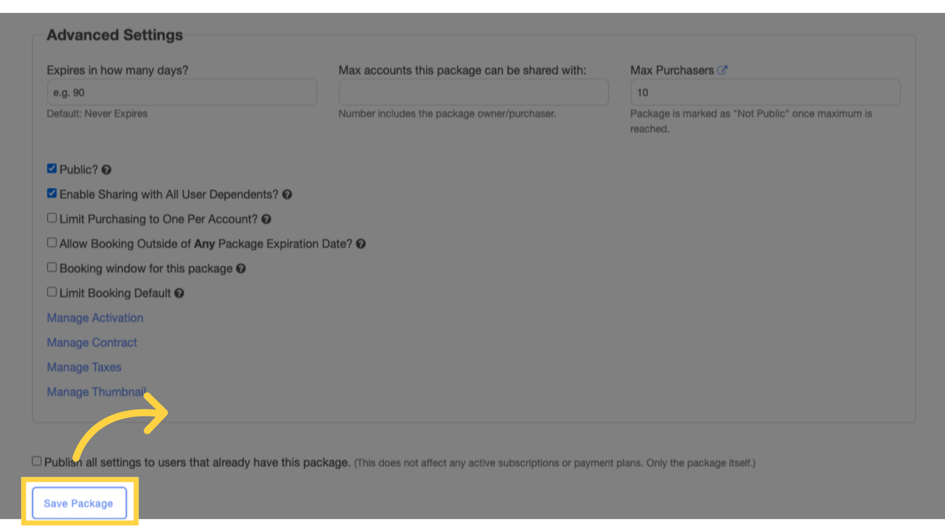 Click 'Save Package'.