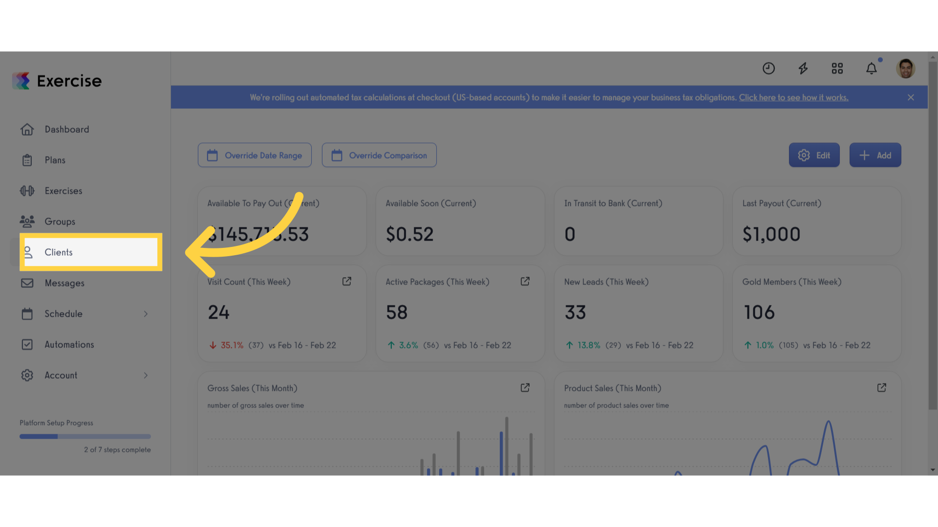 Click 'Clients'.