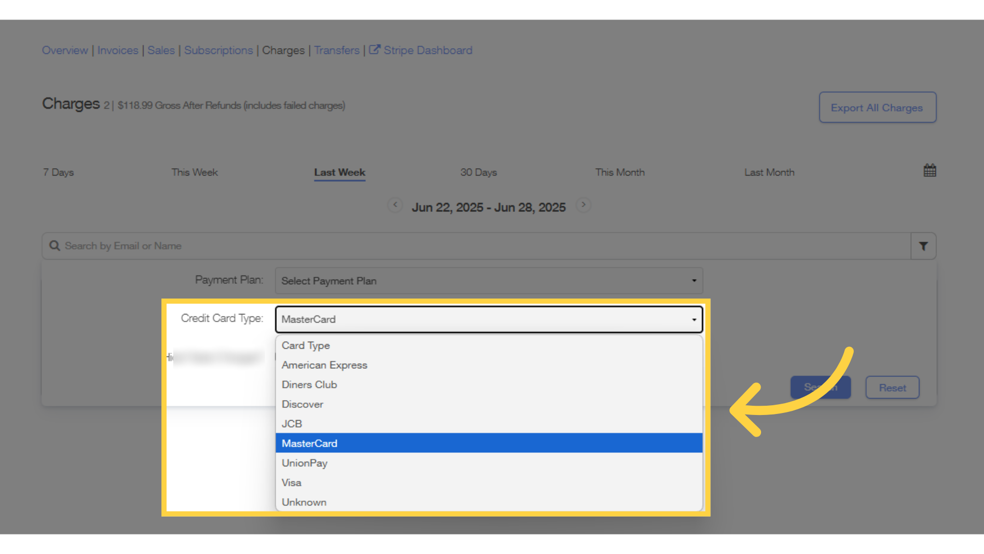 Click 'Card Type' then choose.