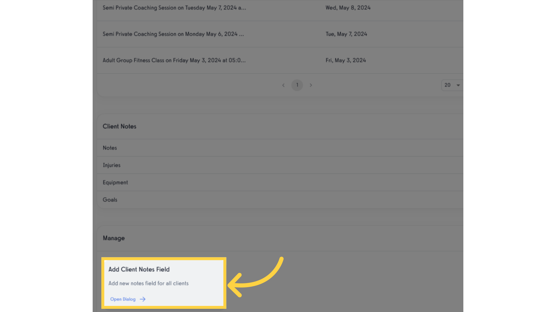 Click 'Add Client Notes Field'.