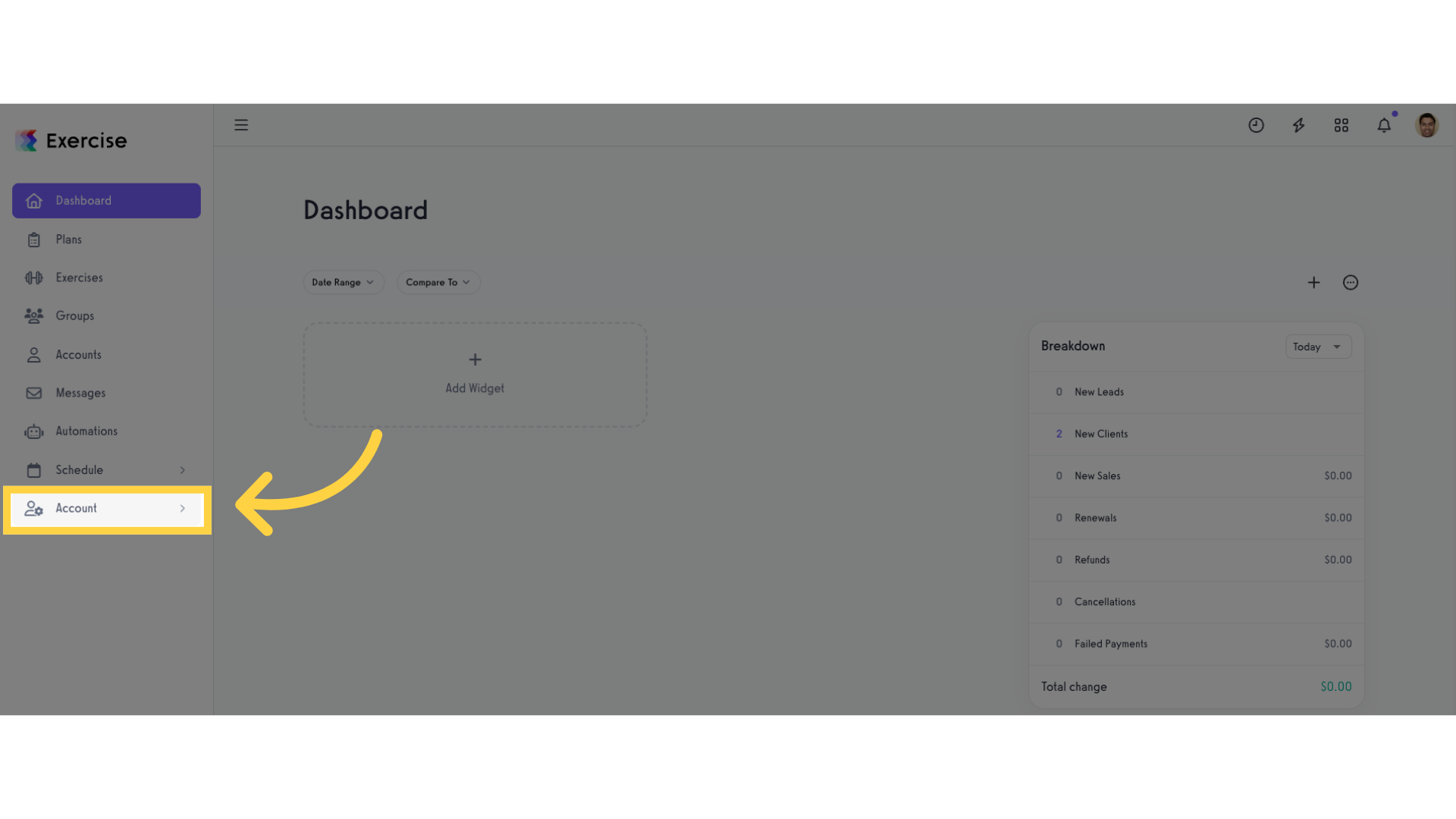 Click 'Account'