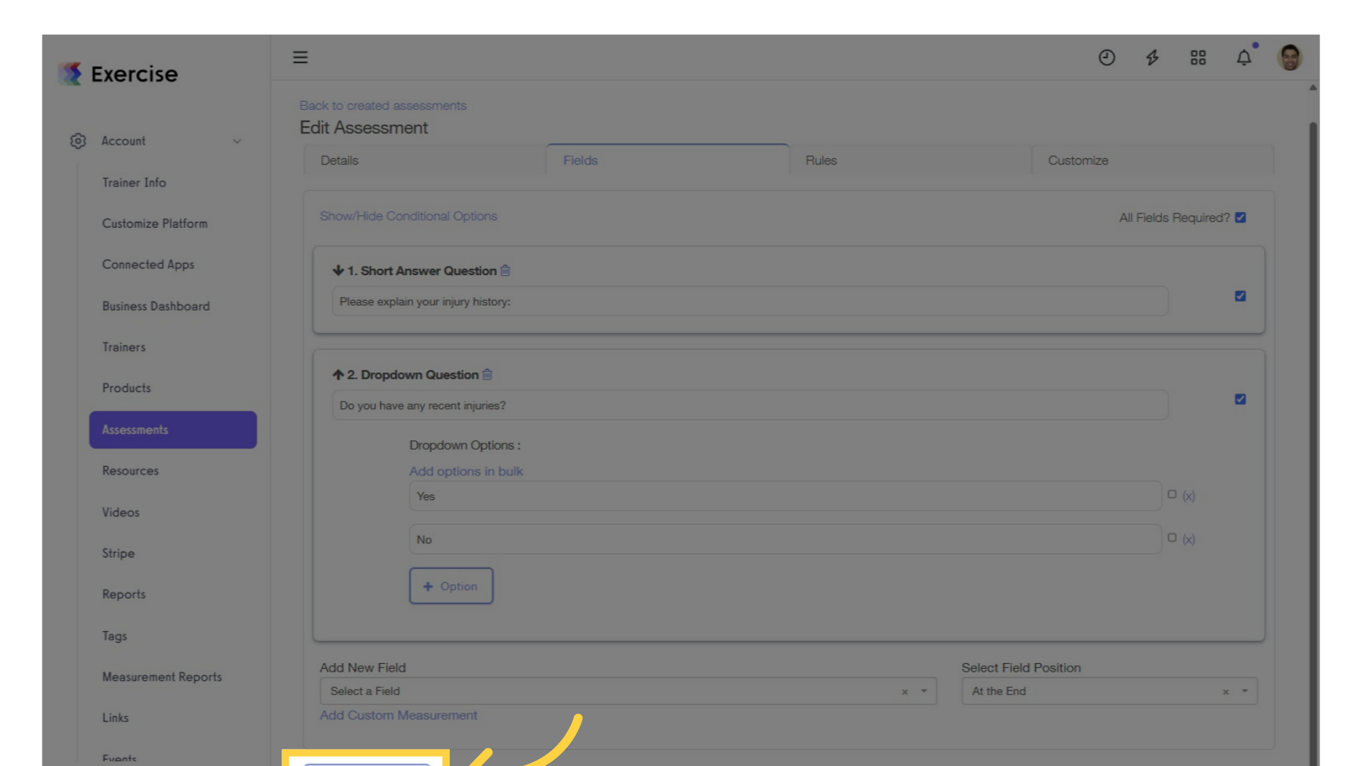 Click 'Save Assessment.'
