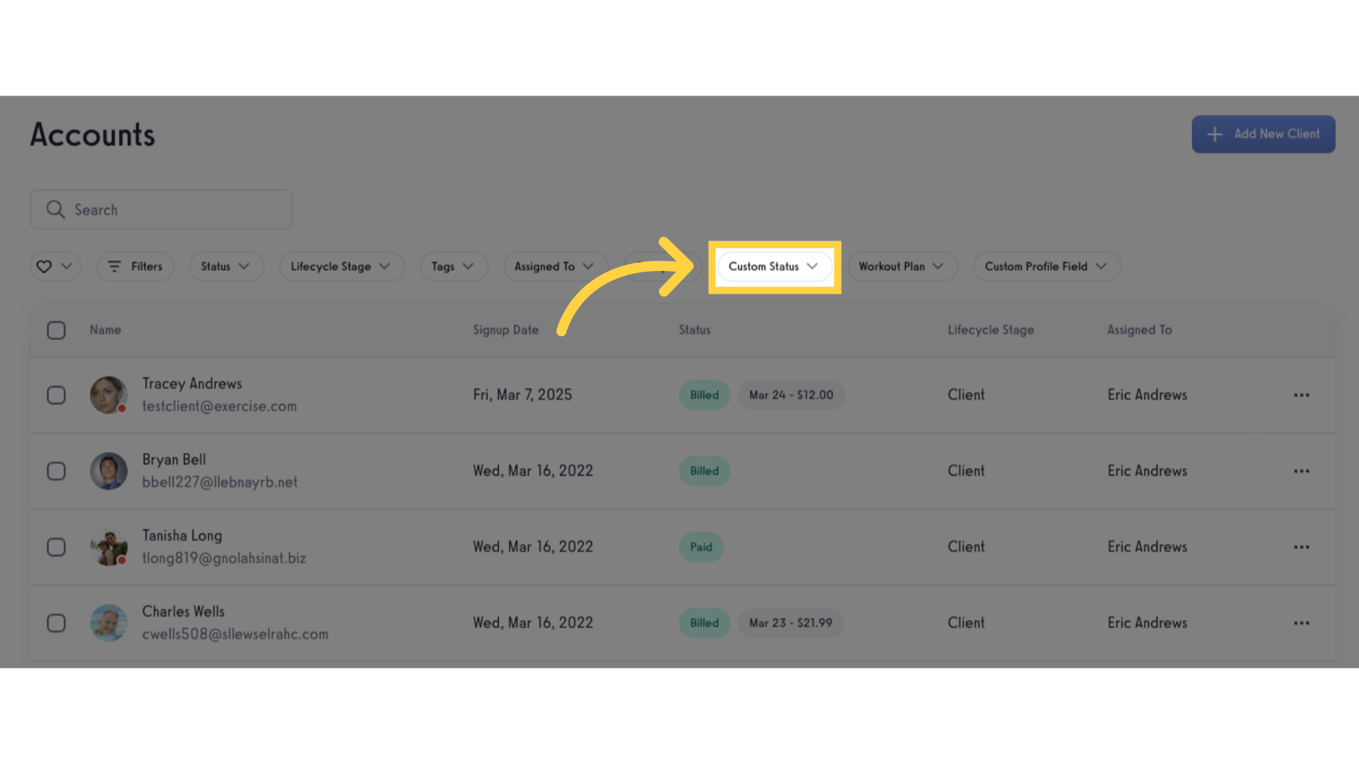 Click 'Custom Status' filter.