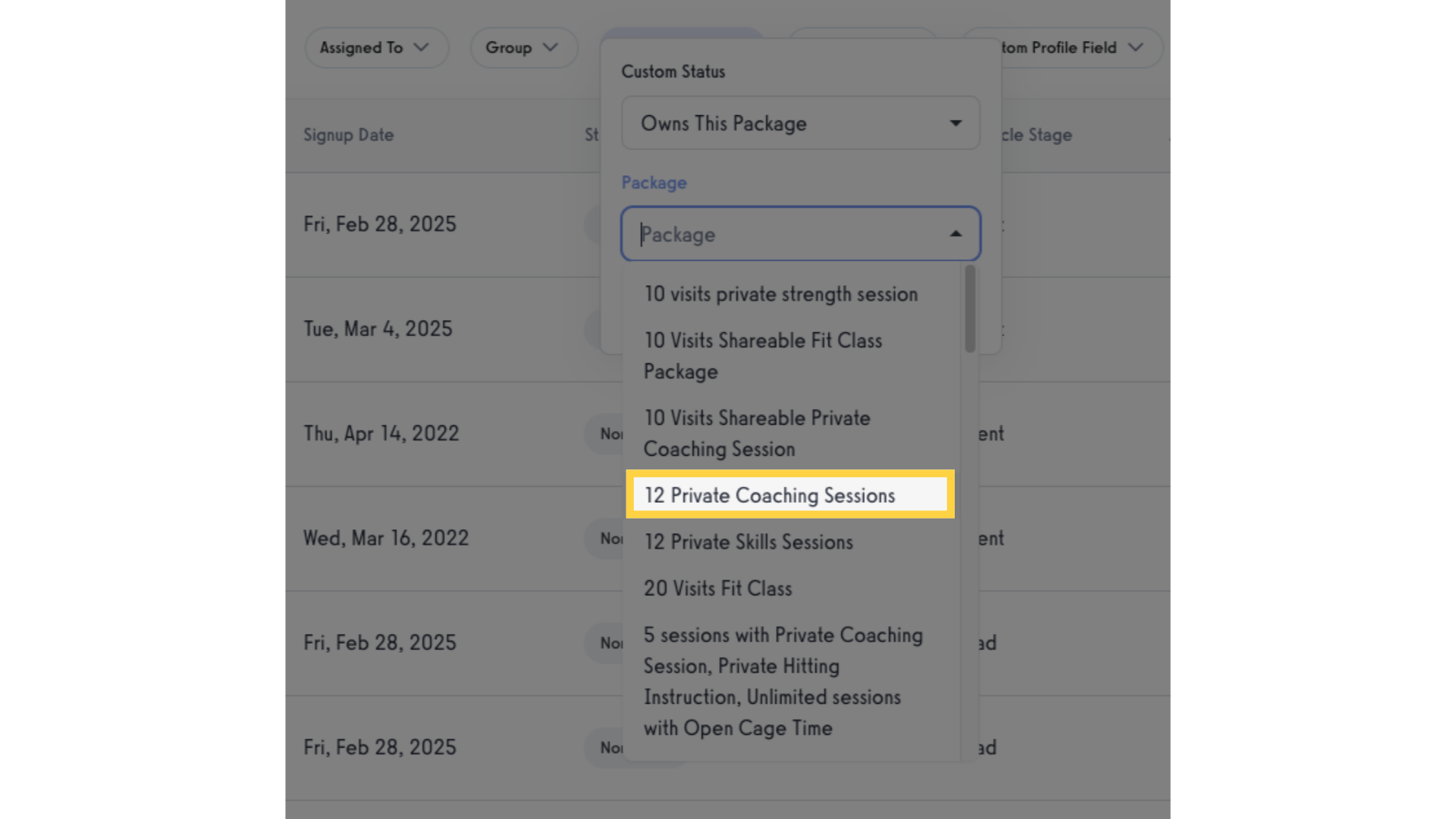 Select the package name.