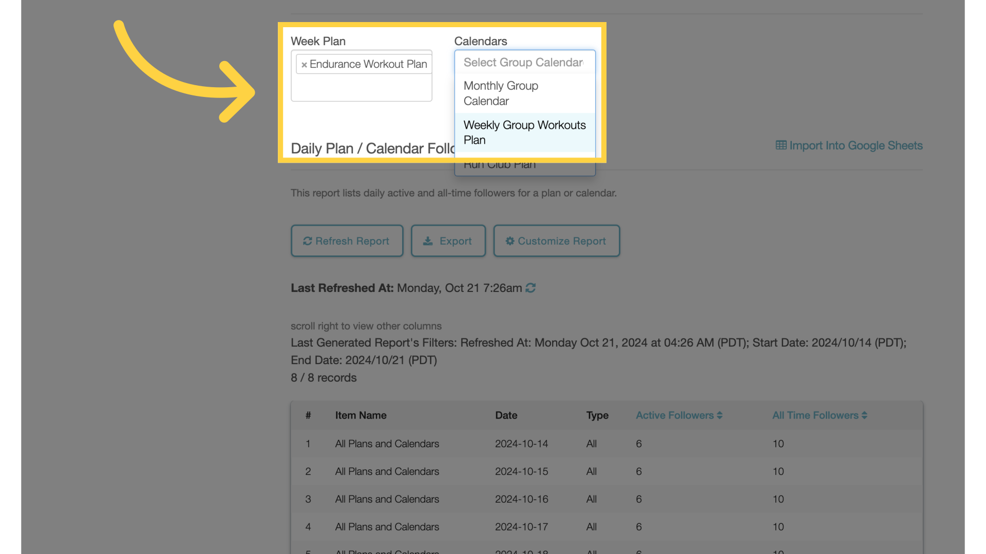 Specify Plan and Calendar