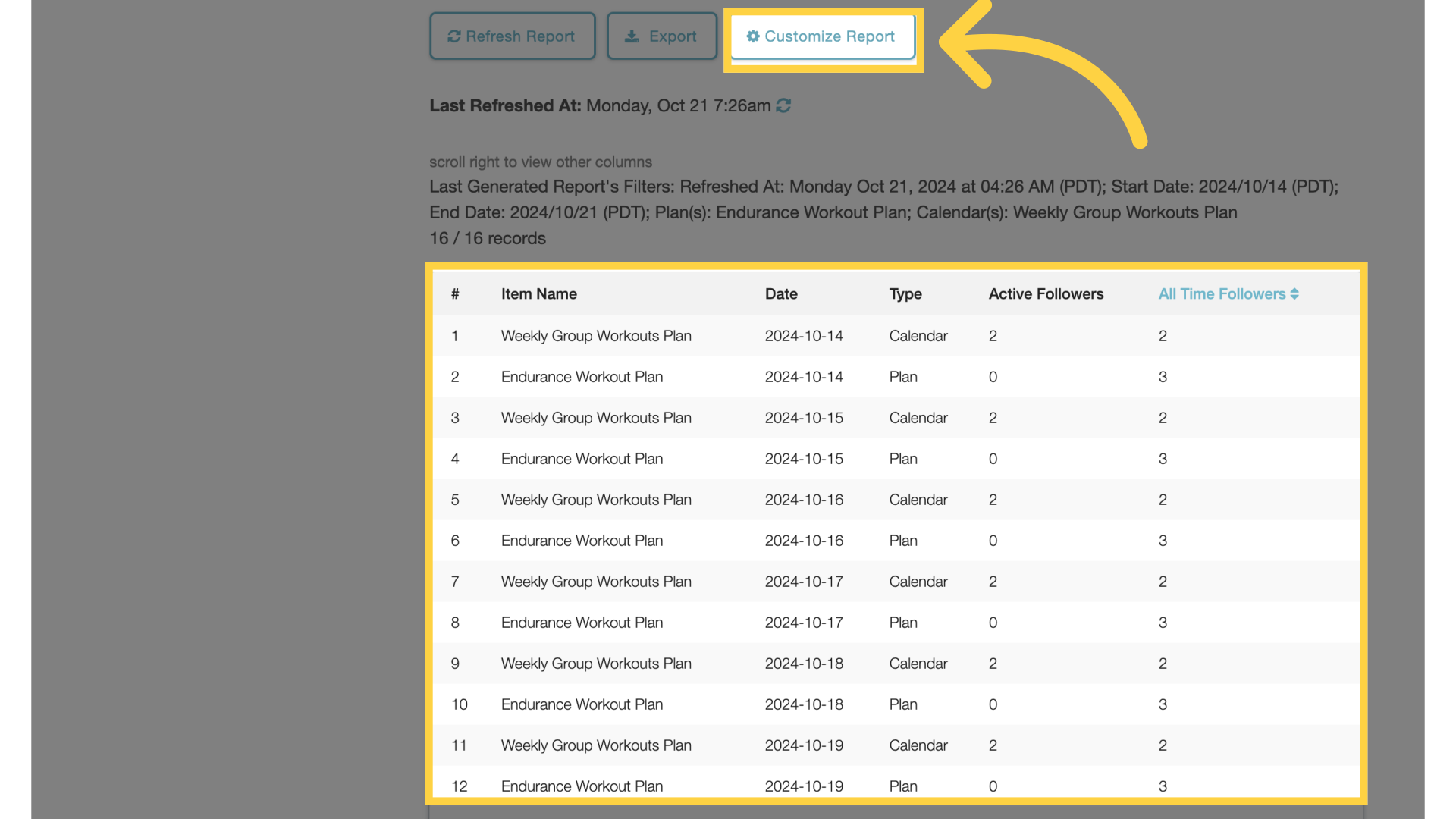 Customize Report