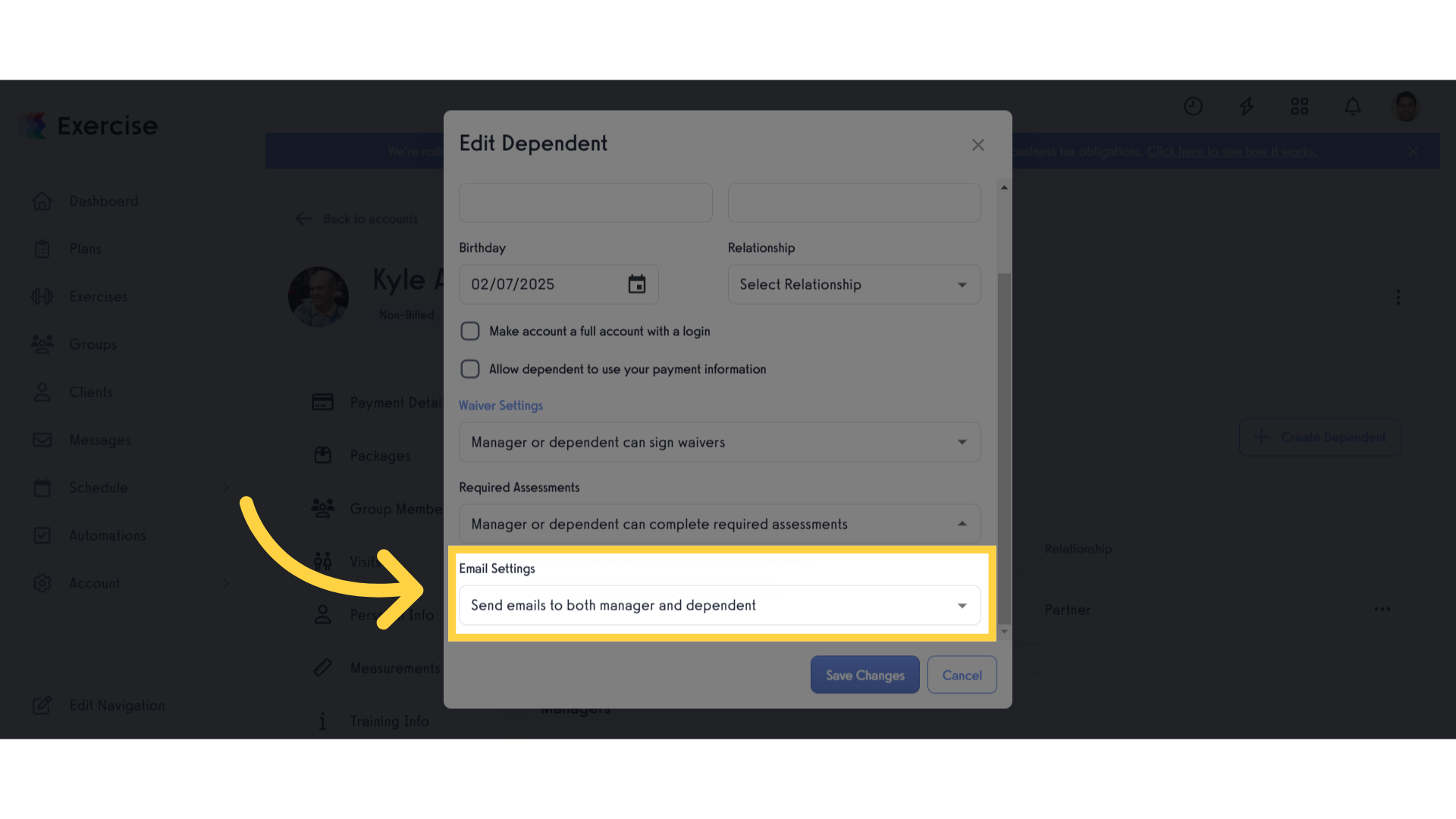 Select Email Settings.