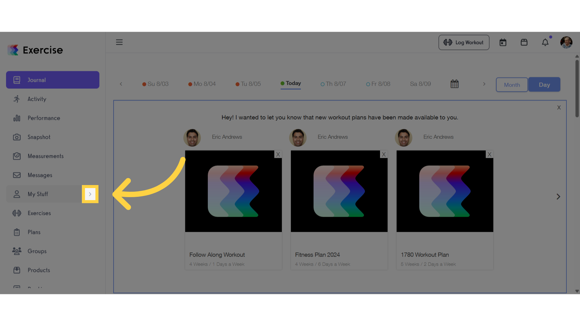 Click the arrow menu