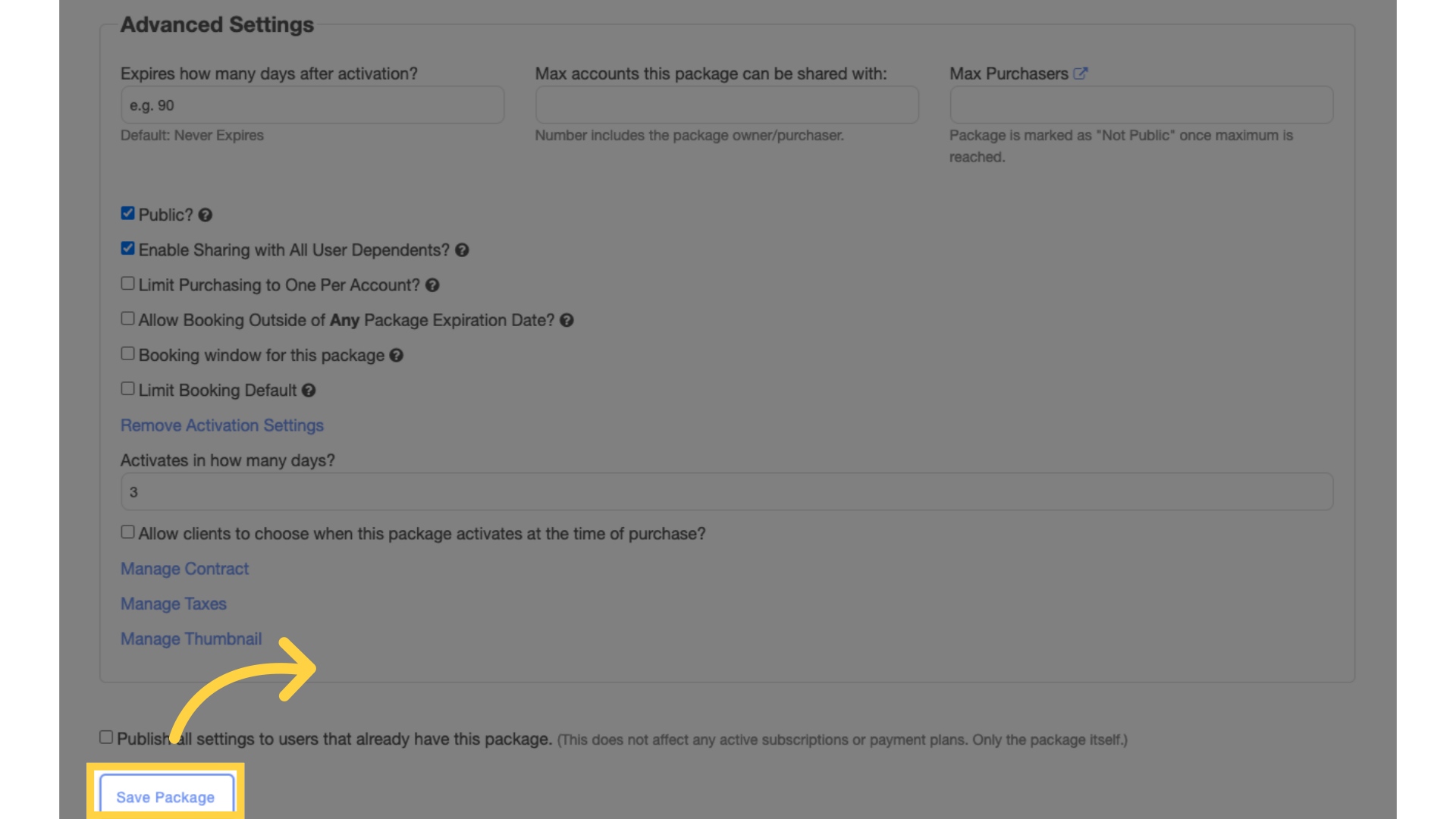 Click 'Save Package'.
