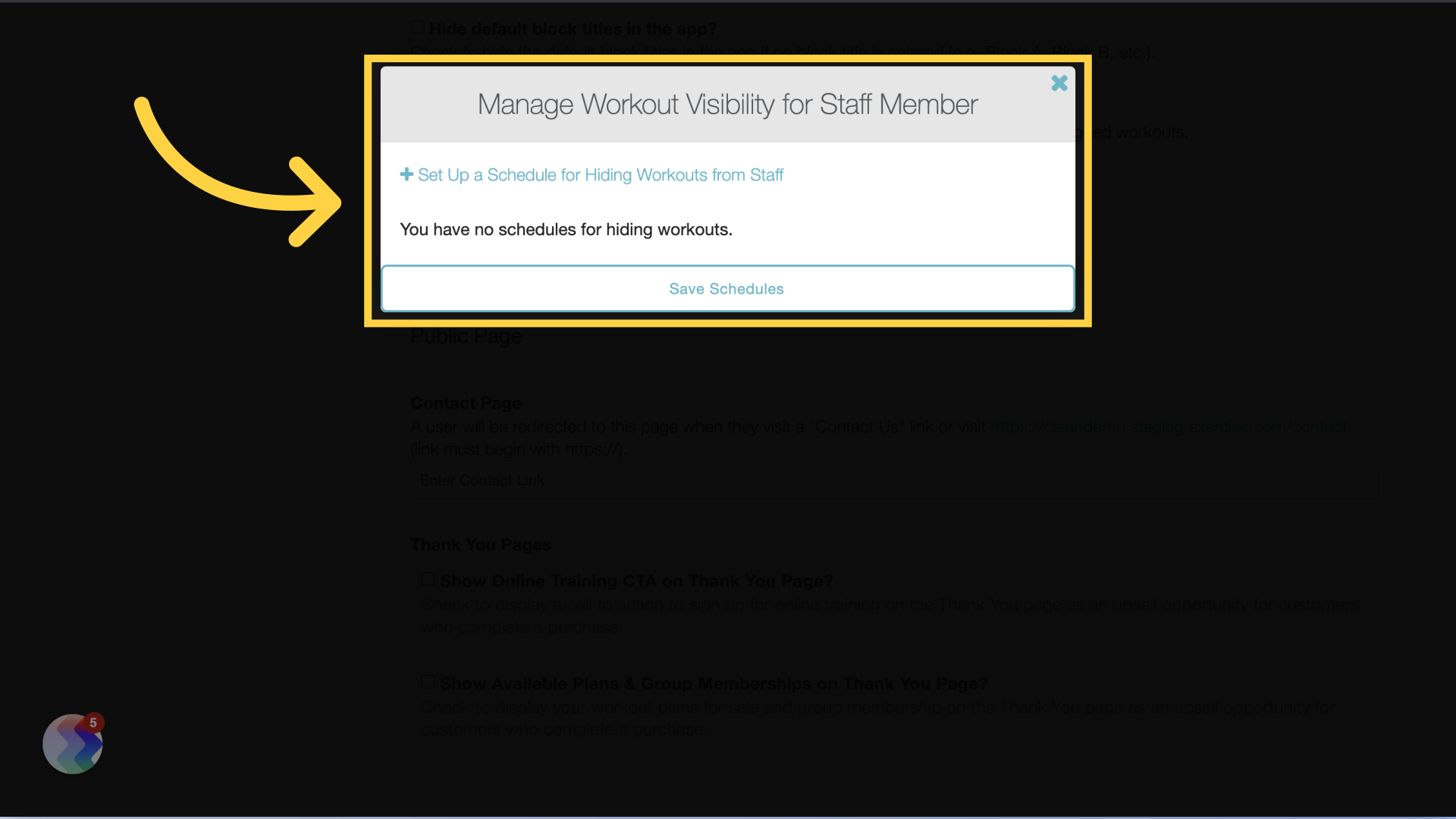 Set Up a Schedule for Hiding Workouts from Staff