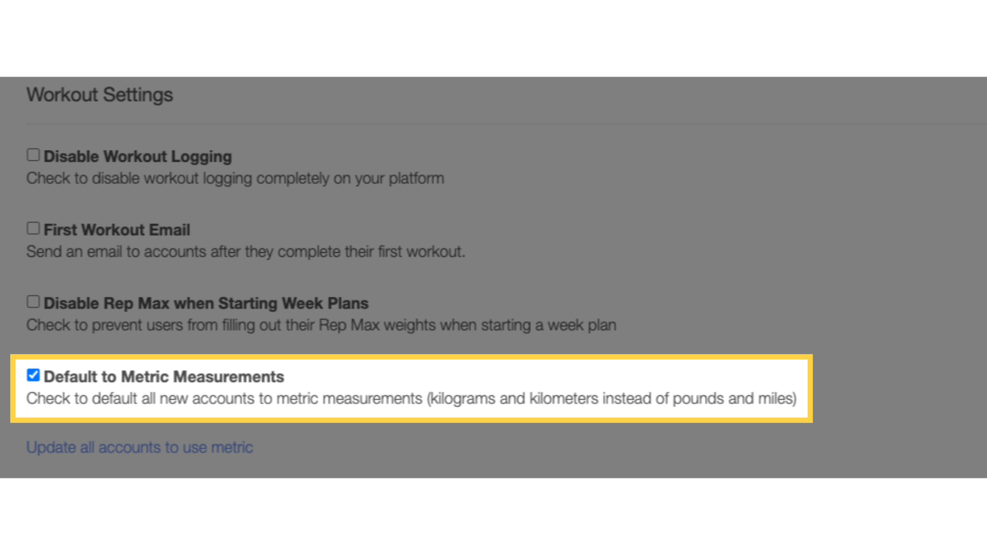 Default to Metric Measurements.