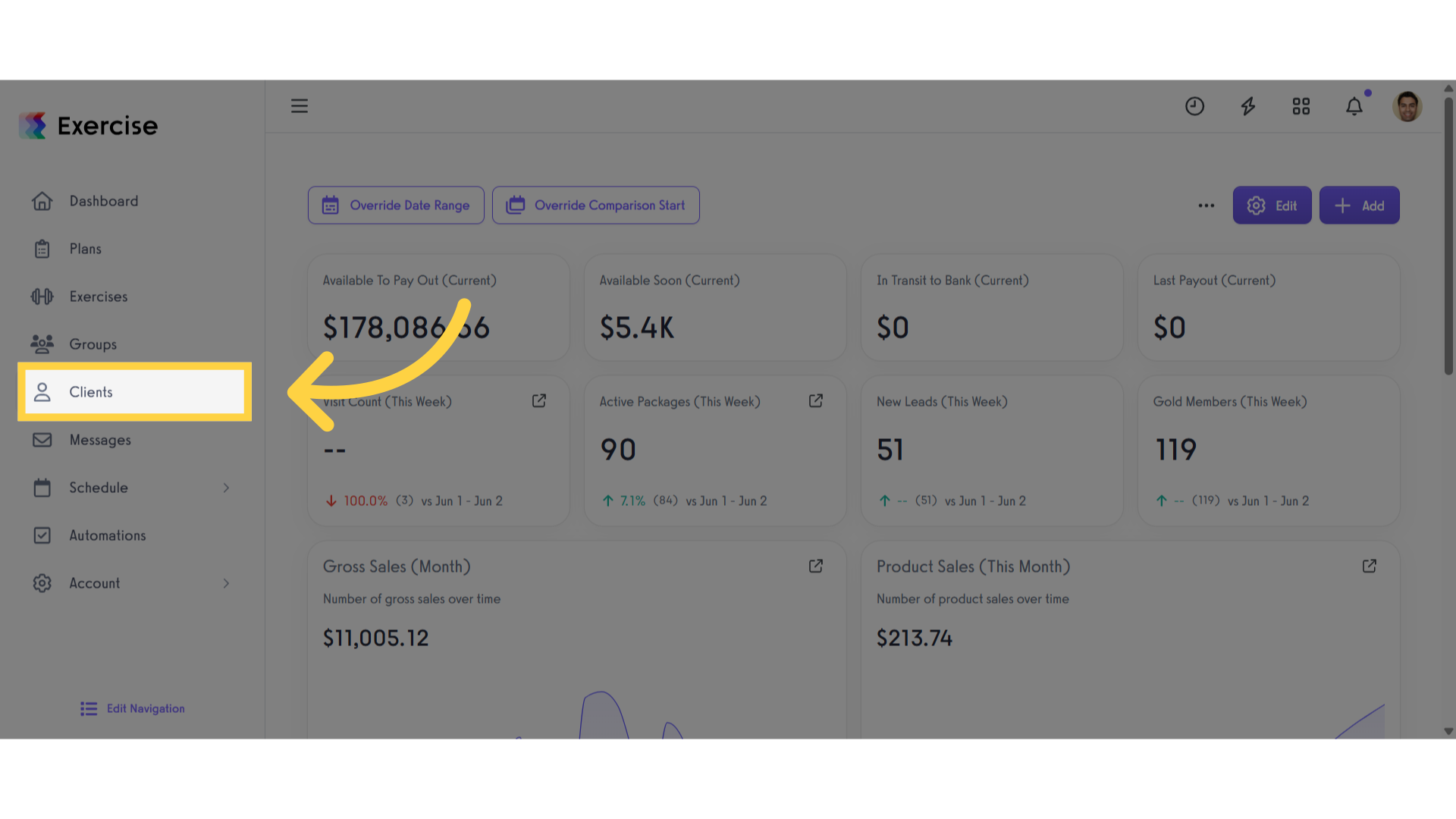 Click 'Clients'