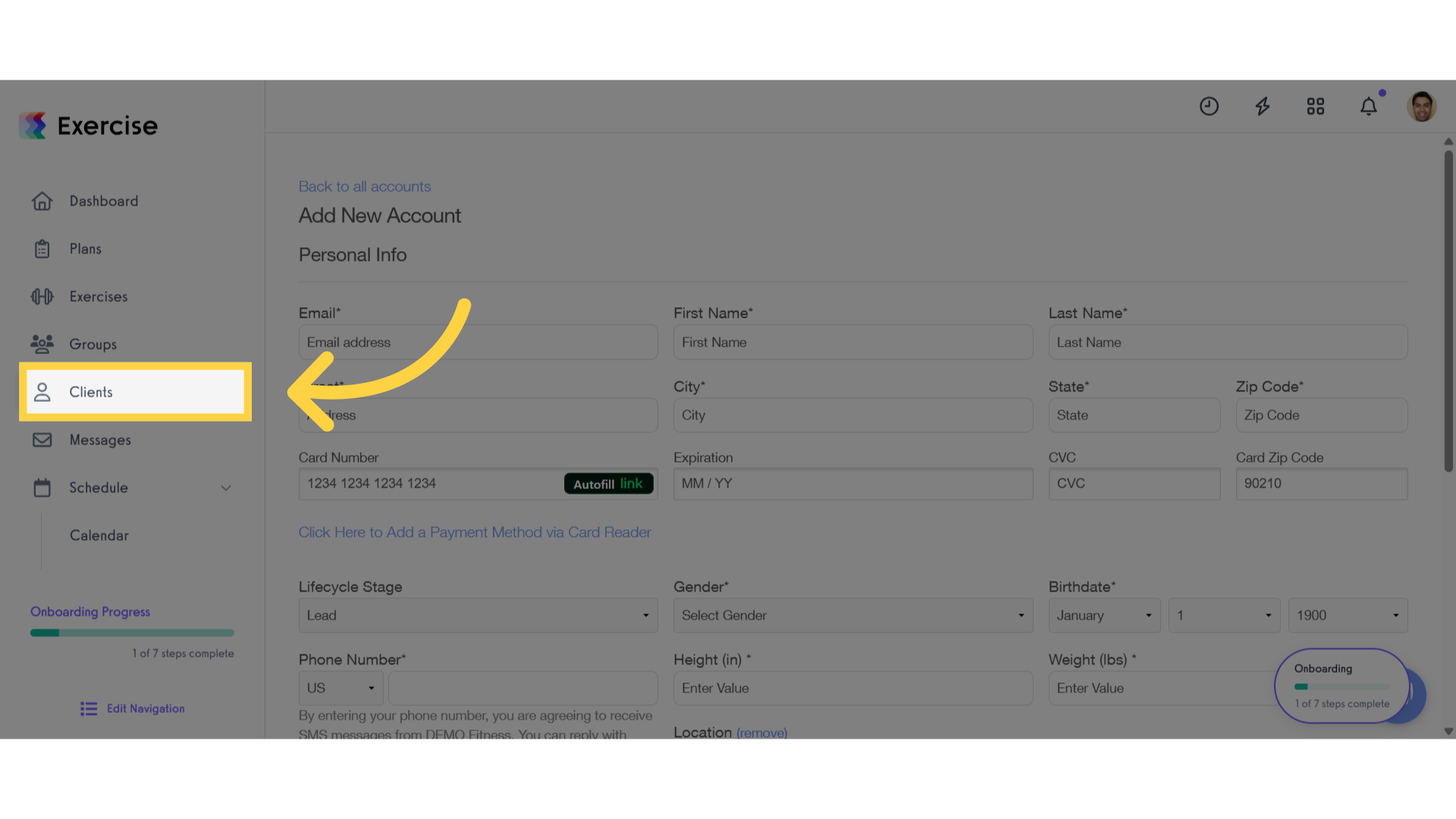 Click 'Clients'.