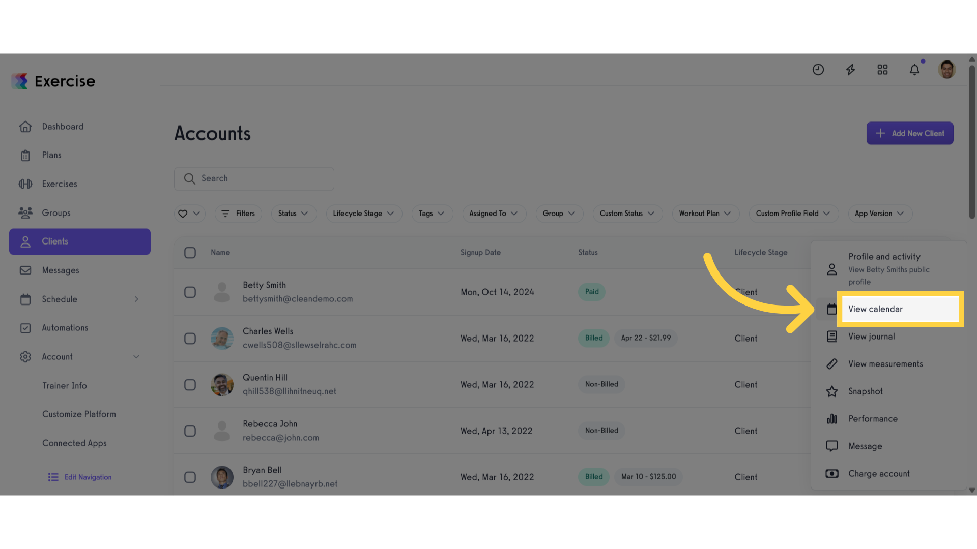 Click 'View calendar'