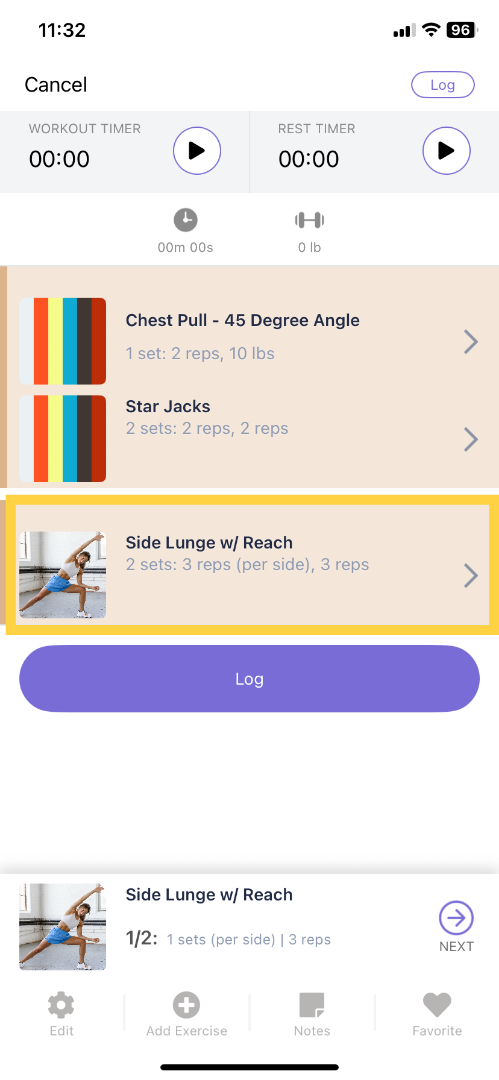 Tap an Exercise.