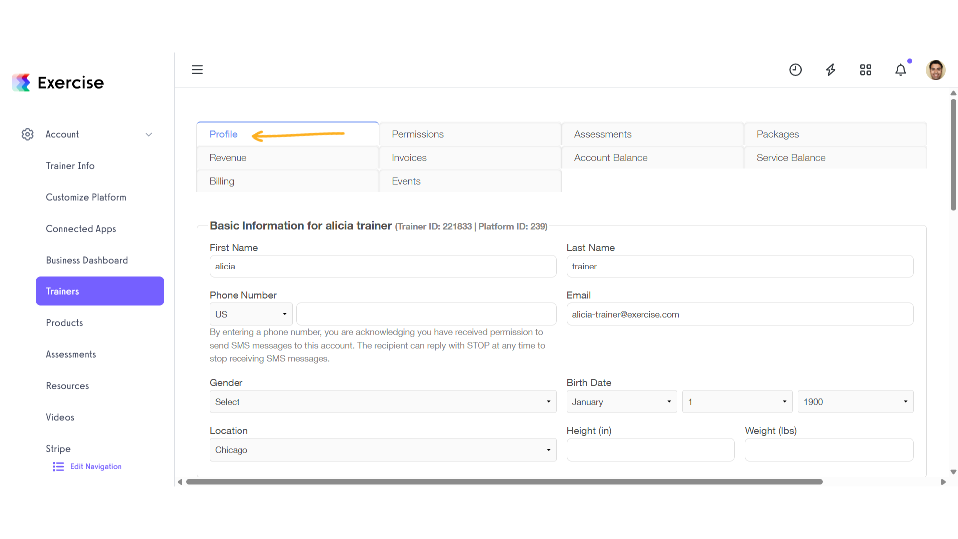 Scroll down to 'Account Information' Section