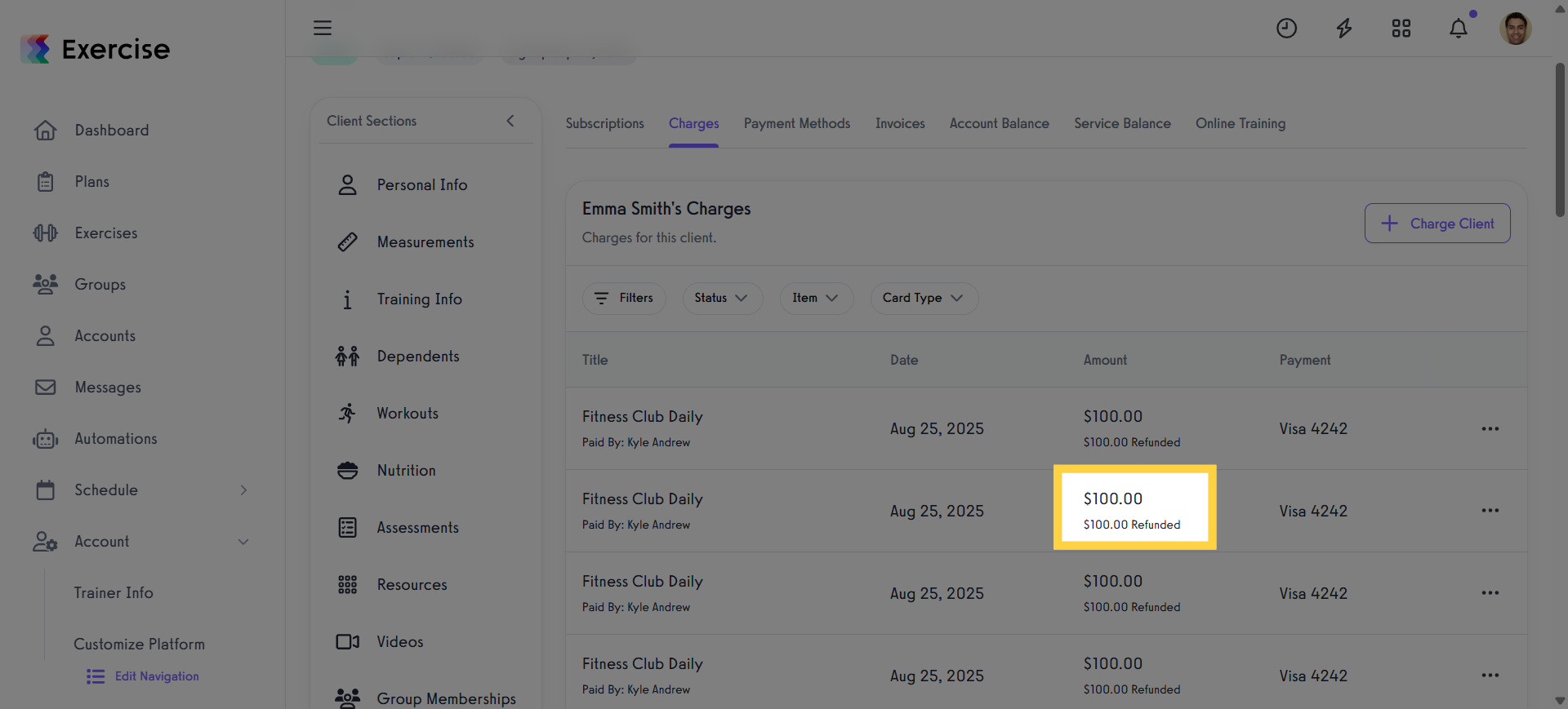 The transaction status will updated based on your refund