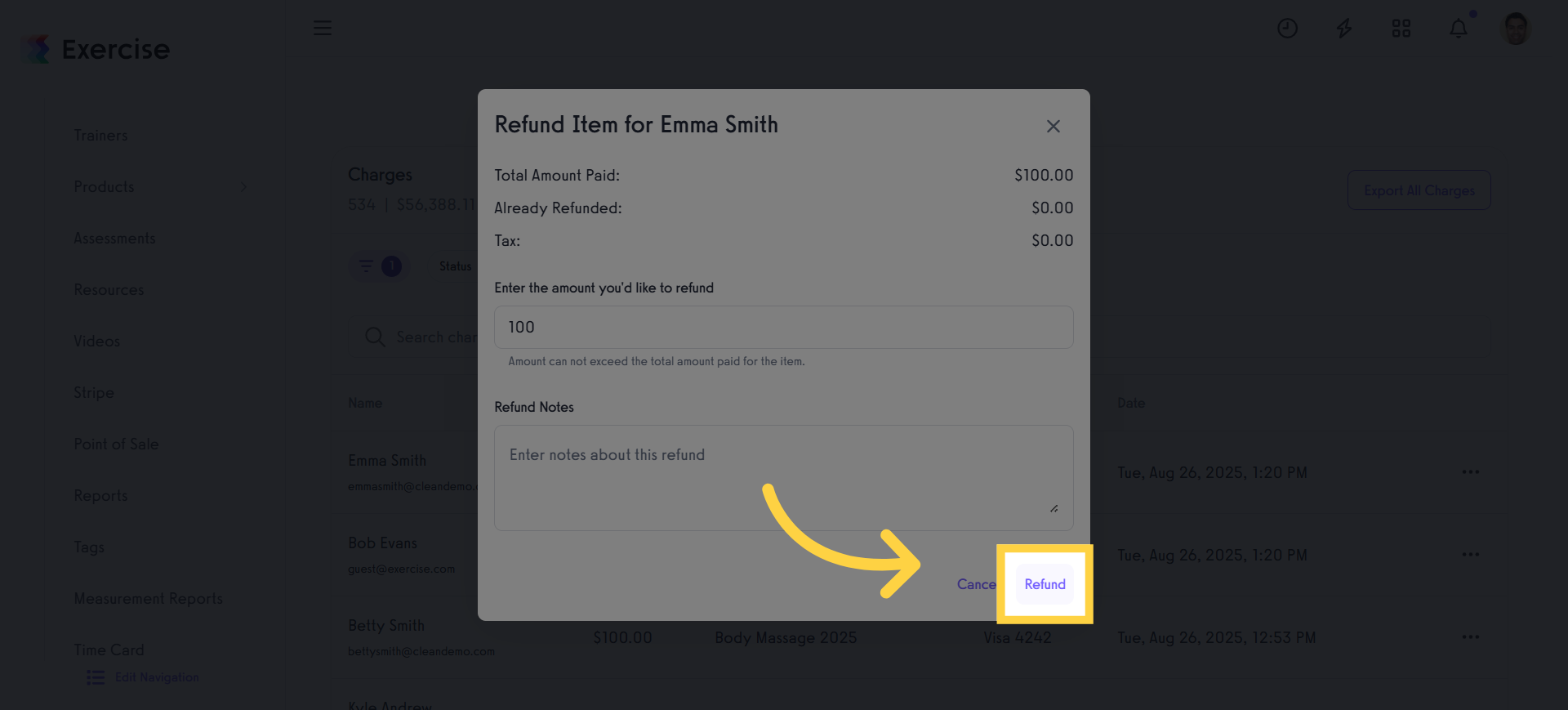Click 'Refund'