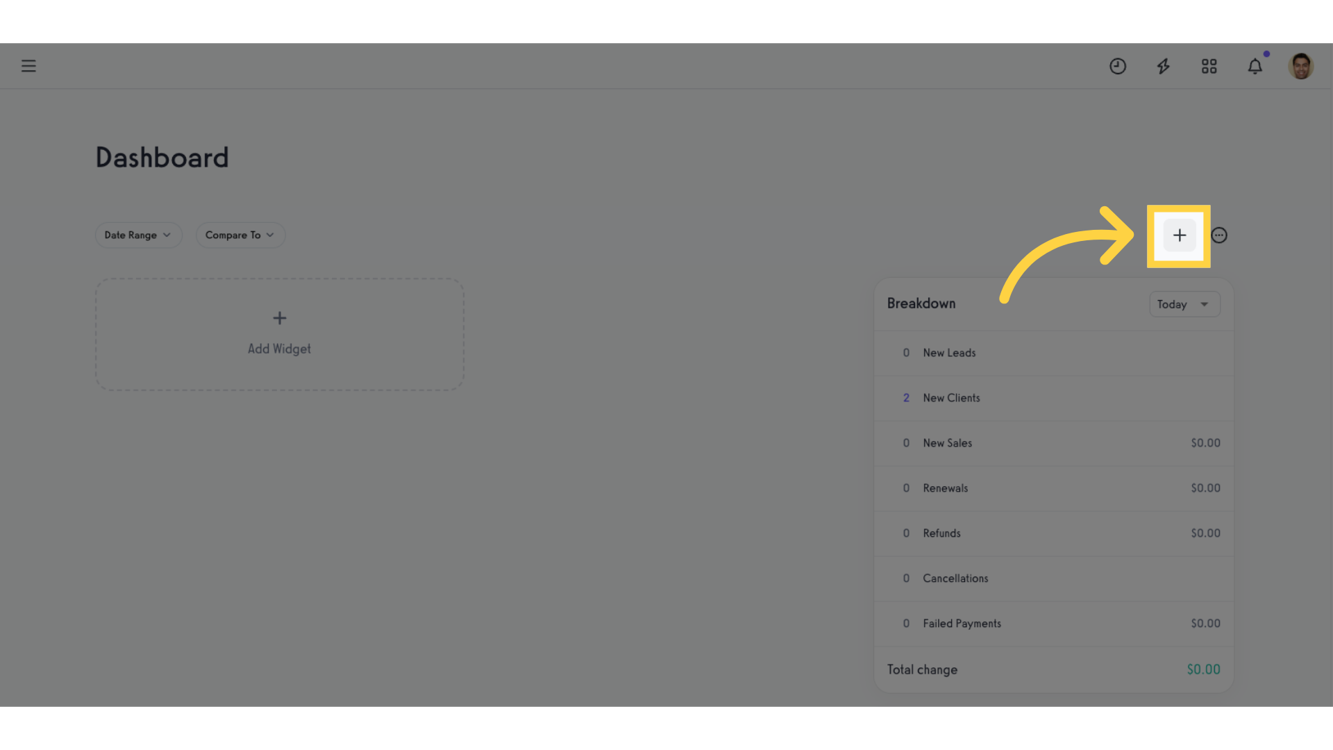 Click 'Add Widget' icon